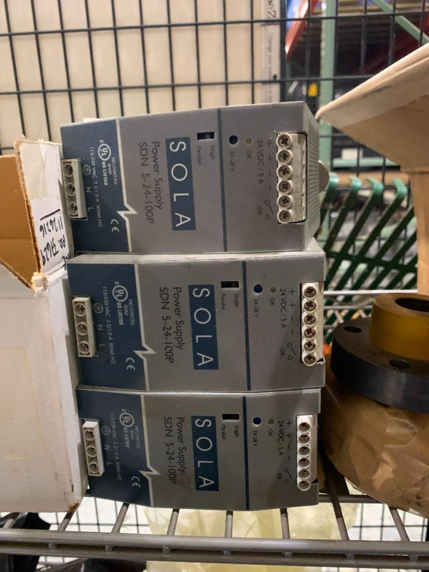 CABINET & WIRE RACK, W/ CONTENT: TAGS, LABELS, POWER SUPPLIES, FLEX HOSE - Image 2 of 5