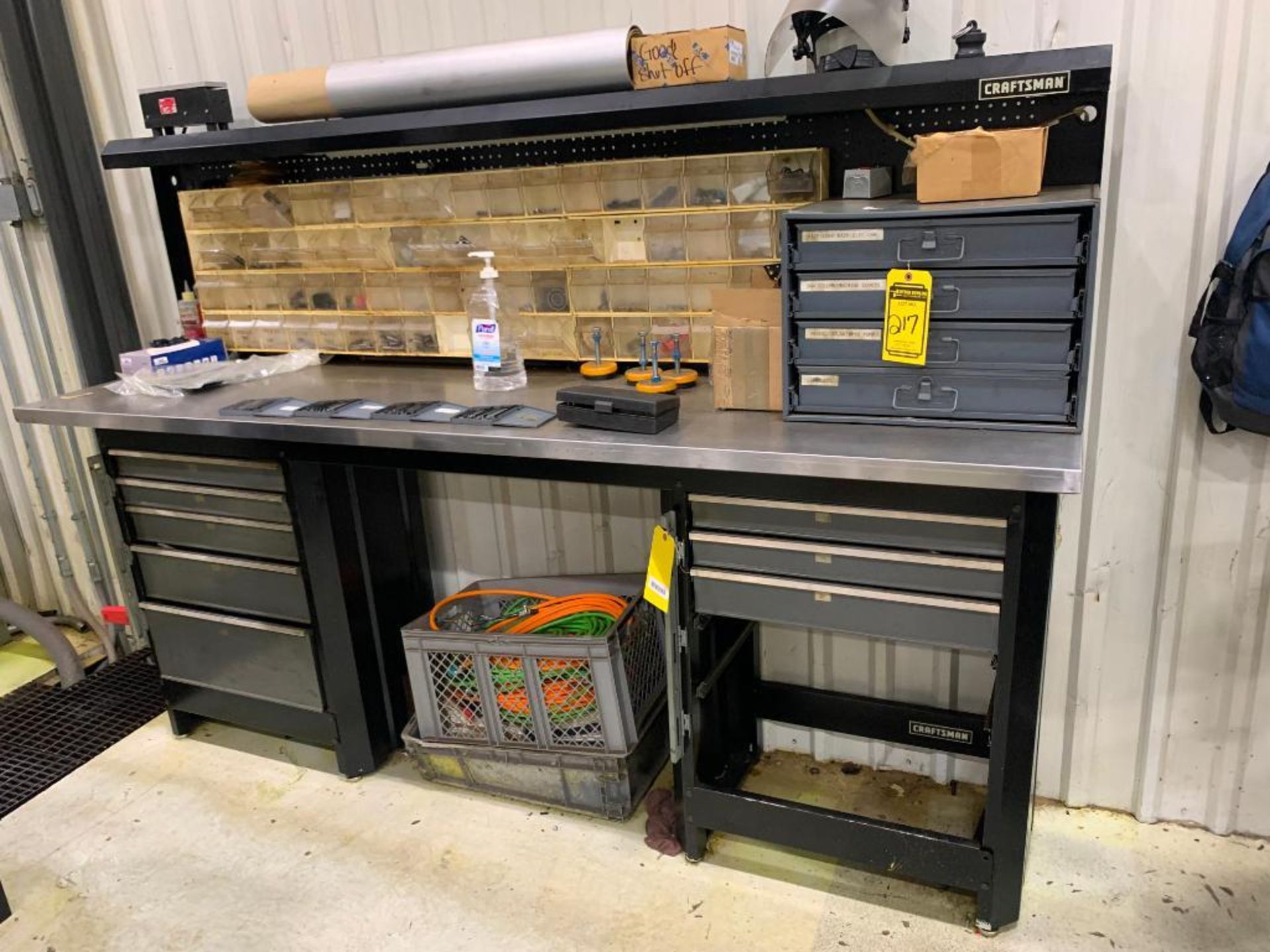 CRAFTSMAN WORKBENCH, DURHAM SMALL PARTS BIN