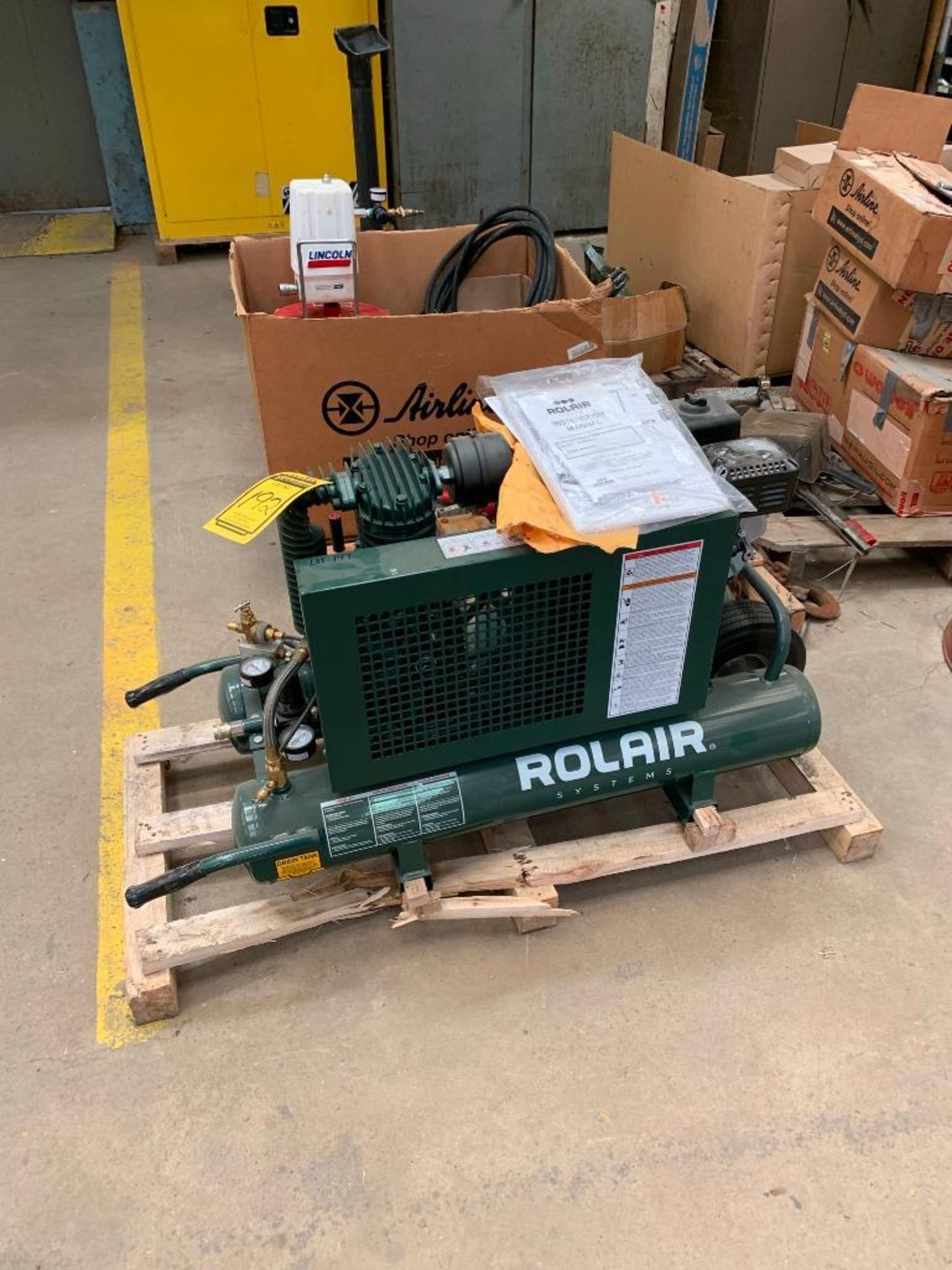 NEW ROLAIR SYSTEMS PORTABLE AIR COMPRESSOR, MODEL 4090HK17-0279, HONDA GTX 160 ENGINE, S/N 20100234