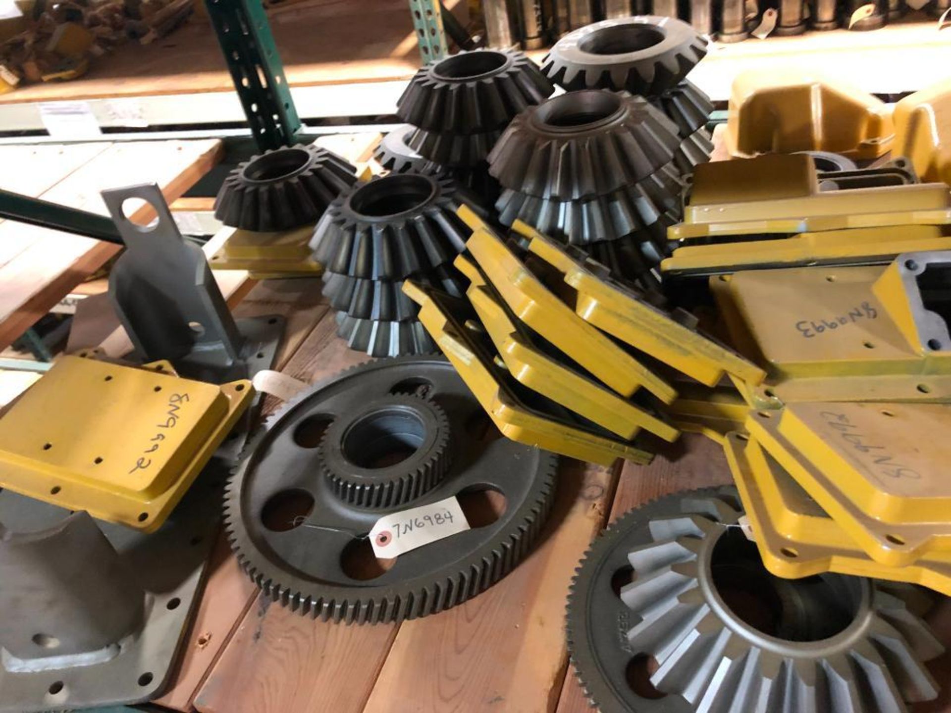 SHELF OF USED CATERPILLAR PARTS