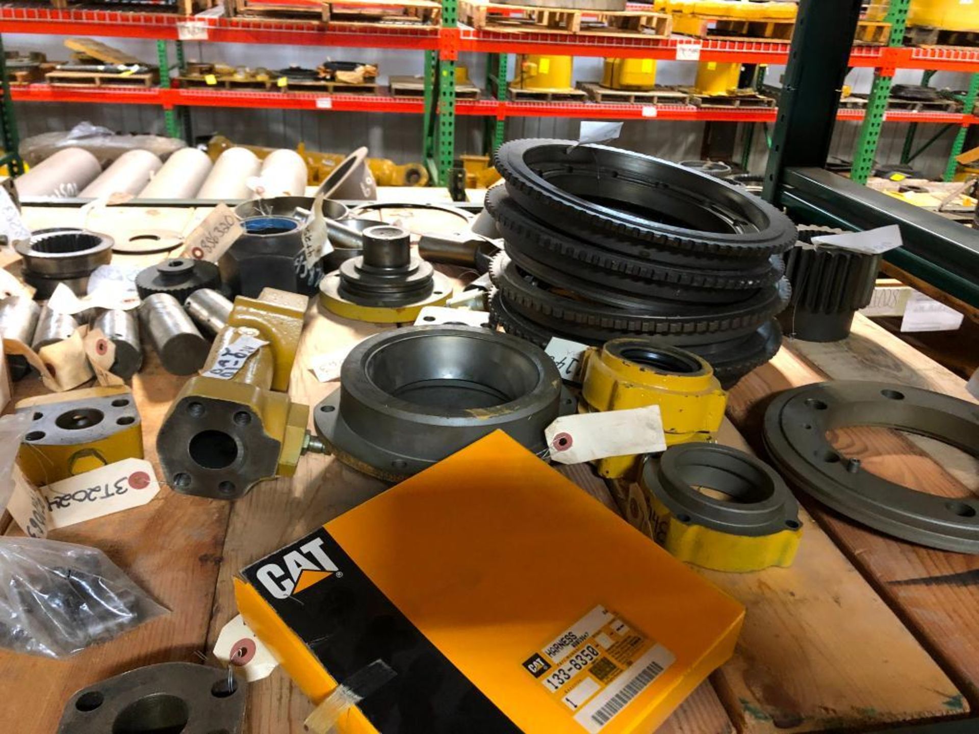 SHELF OF NEW & USED CATERPILLAR PARTS