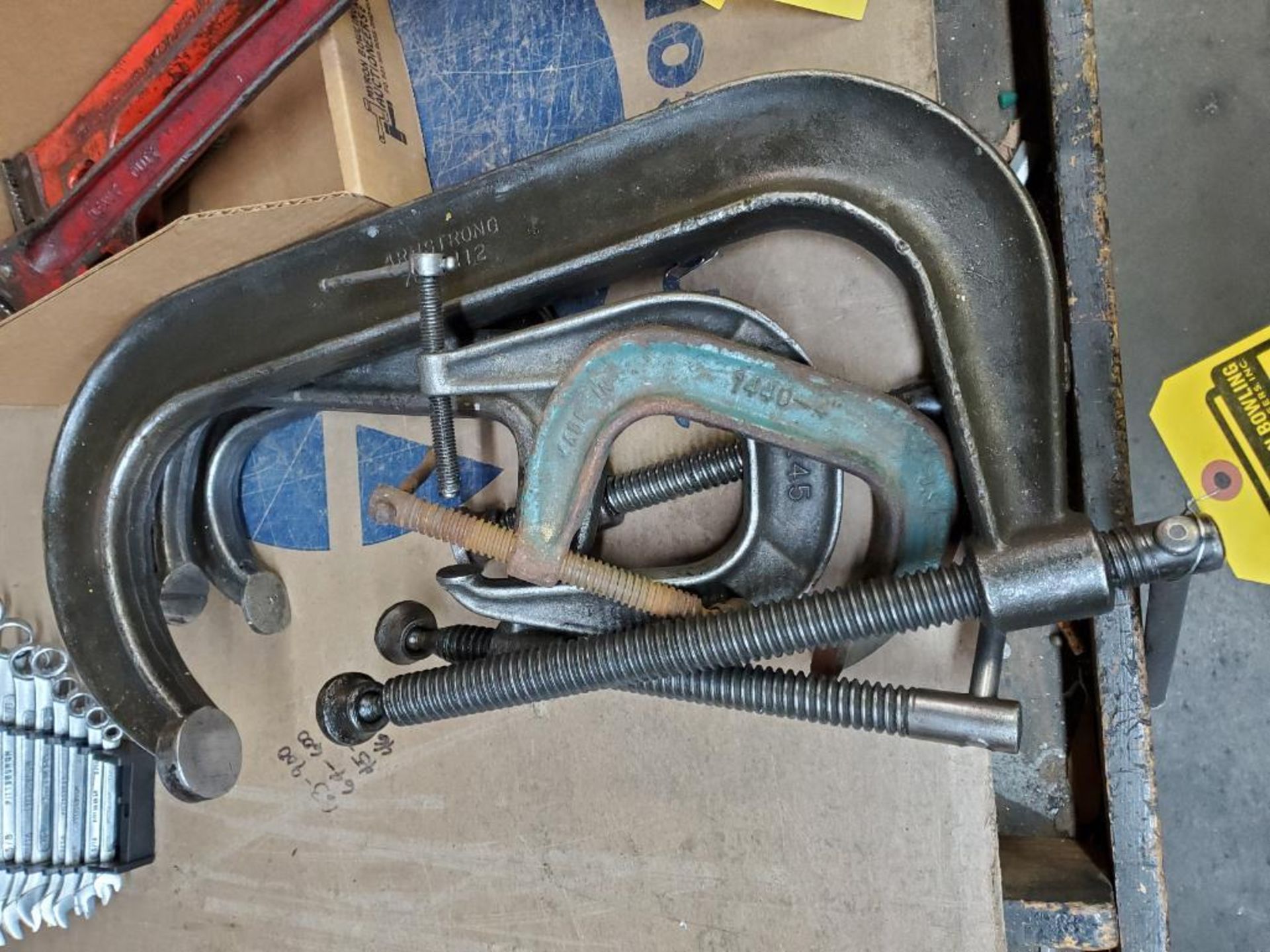 (2) 18'' PIPE WRENCHES, (5) ASSORTED C-CLAMPS - Image 4 of 6