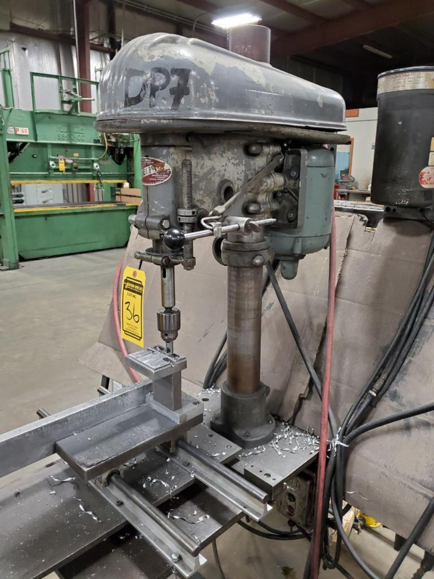 (2) DUMORE VERTICAL DRILL HEADS MOUNTED ON CUSTOM DEBURRING STATION, 3/4 HP ON STEEL STRUCTURE W/ DE - Image 8 of 9
