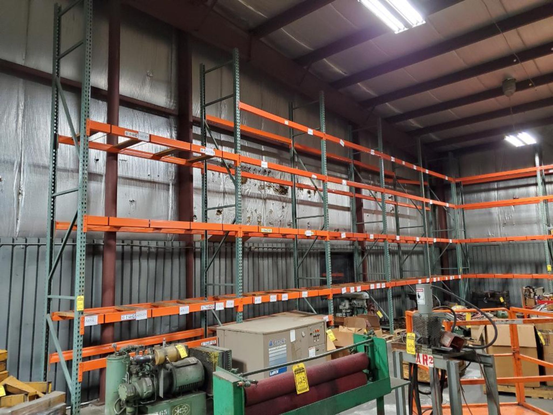 (14X) BAYS OF TEAR DROP PALLET RACKING, 3'' X 3'' 20' X 36'' UPRIGHTS, 8' X 4'' BEAMS, (8) BEAMS AVE