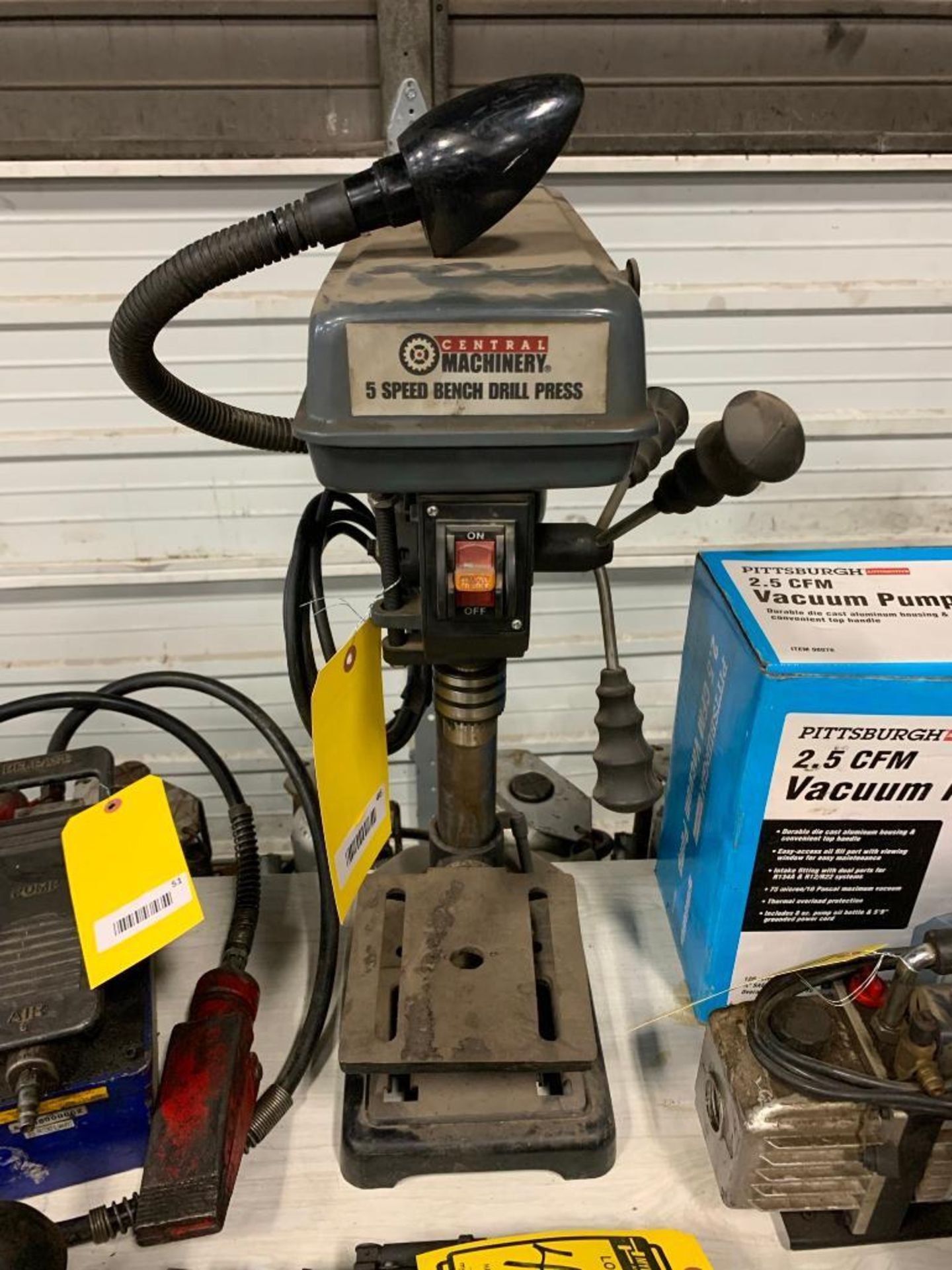 CENTRAL MACHINERY 5-SPEED BENCH DRILL PRESS, 1/16'' - 1/2'' CHUCK, 45 TABLE TILT, 120V