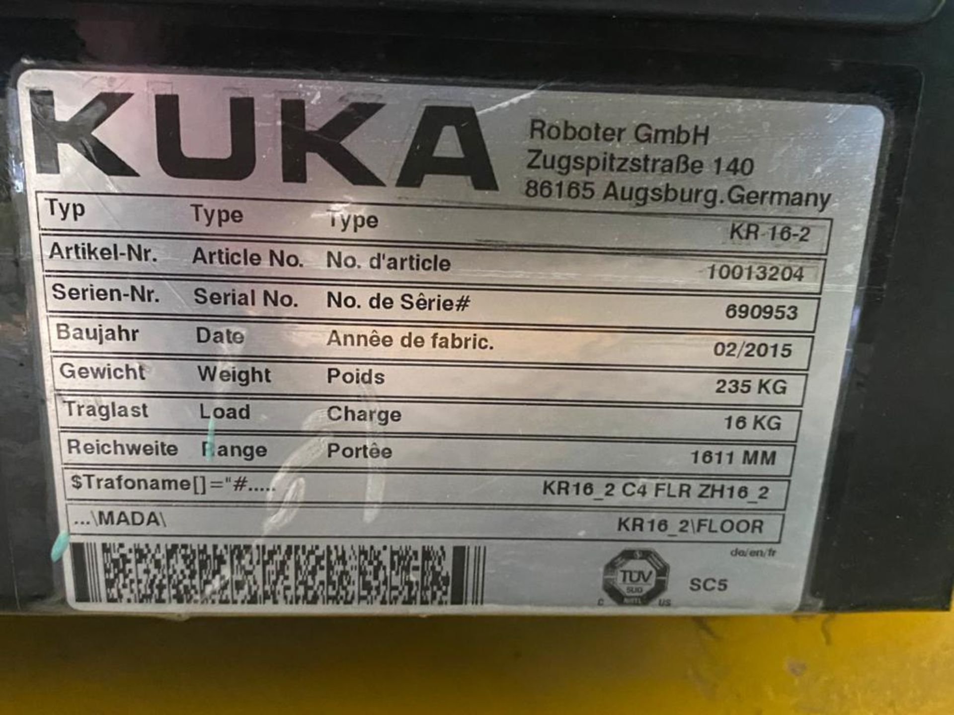 Kuka articulate Robot, Model KR 16-2, Serie number 690953 - Image 28 of 28