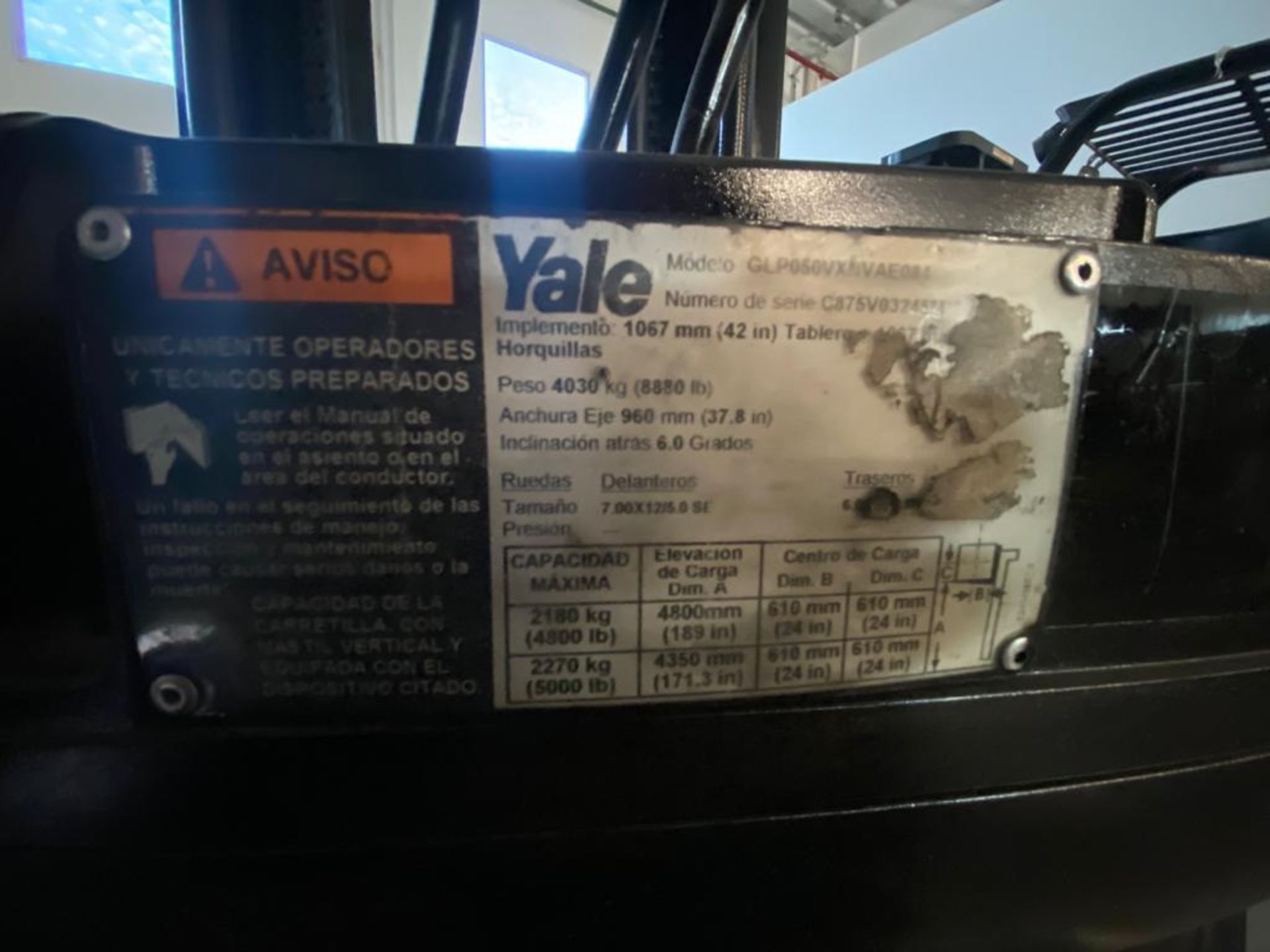 2014 YALE FORKLIFT, MODEL GLP050VXNVAE084, S/N C875V03245M - Image 25 of 27