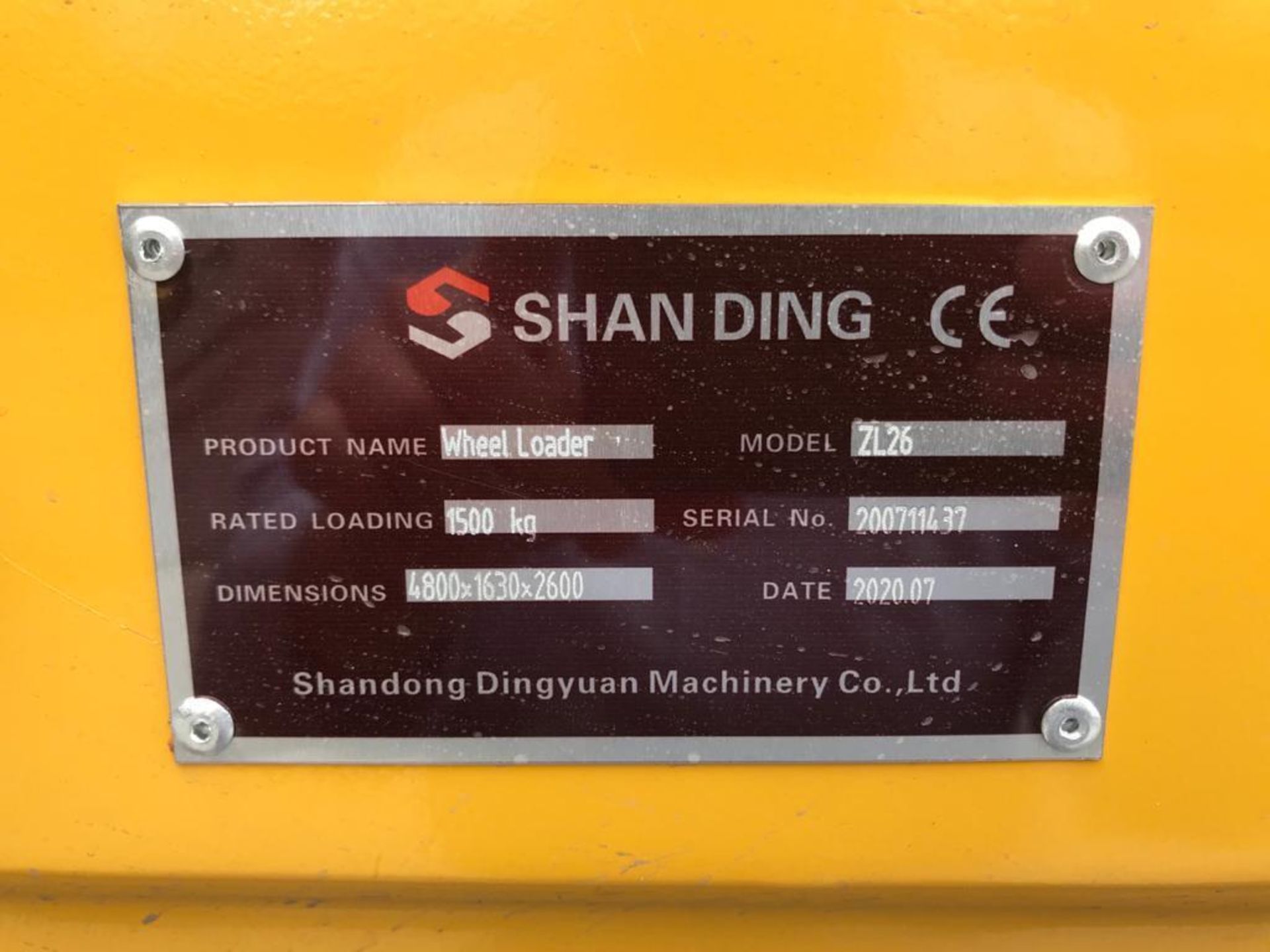 2020 Shang Ding (Wheel Loader) ZL26 Front Loader, Serial number 200711437, Loading capacity 1,500 kg - Image 15 of 17