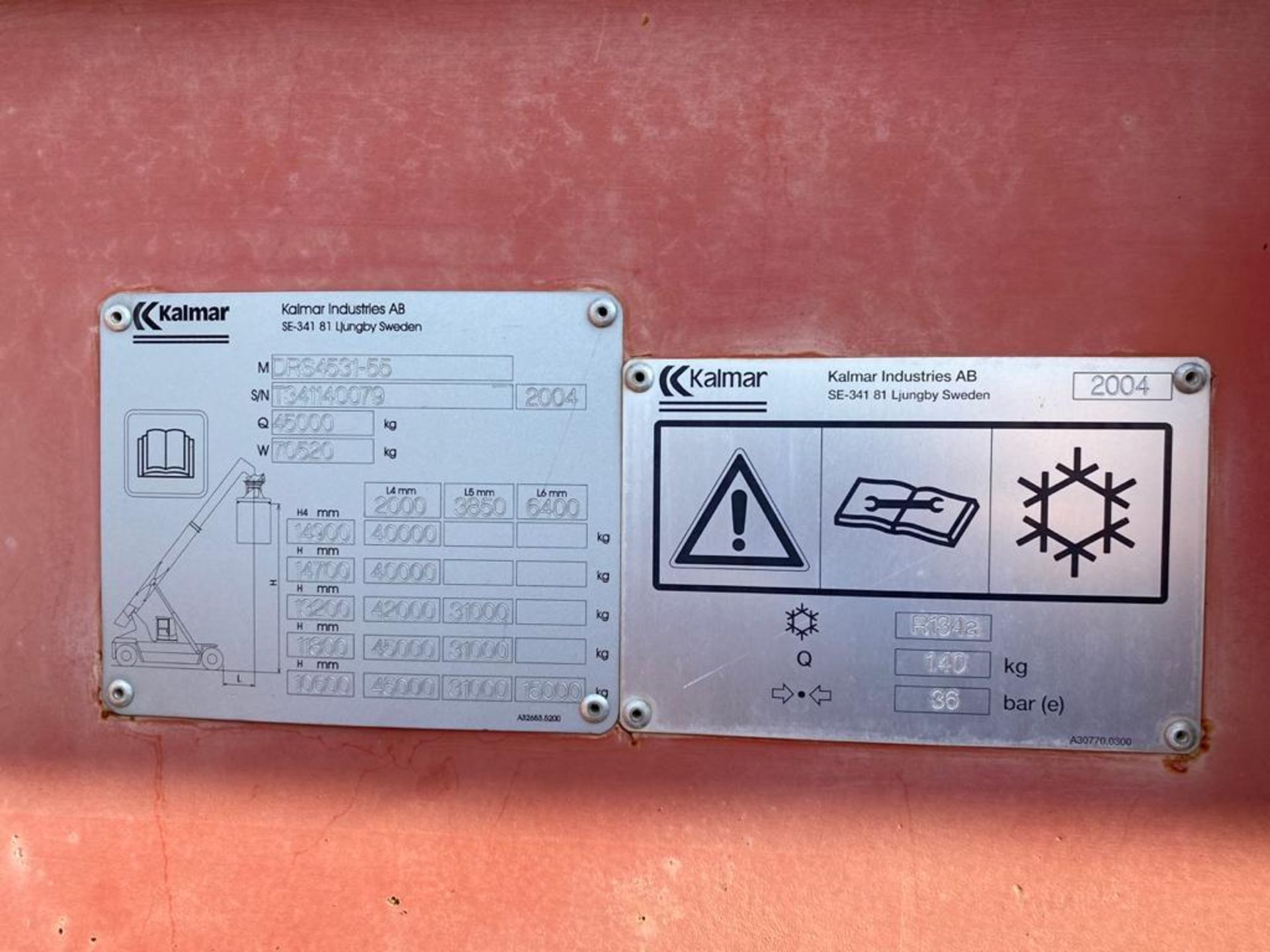 Kalmar Reach Stacker, 2004, model DRS4531-55, serial number T341140079, max. capacity 45 tons - Image 55 of 57