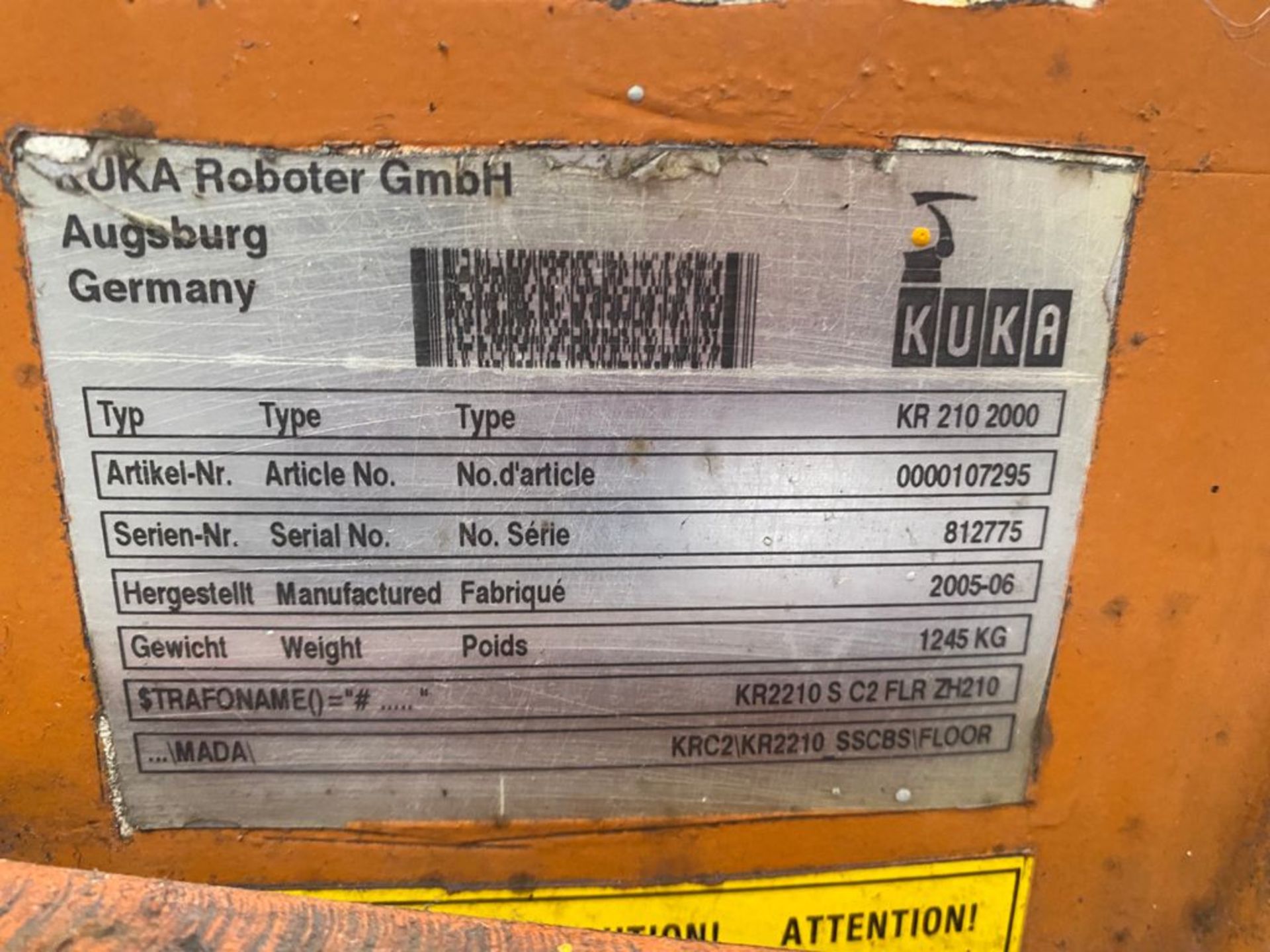 Kuka Articulated Robot, Model 0000107295, type KR 210 2000, Serial 812775, year 2005 - Image 30 of 64