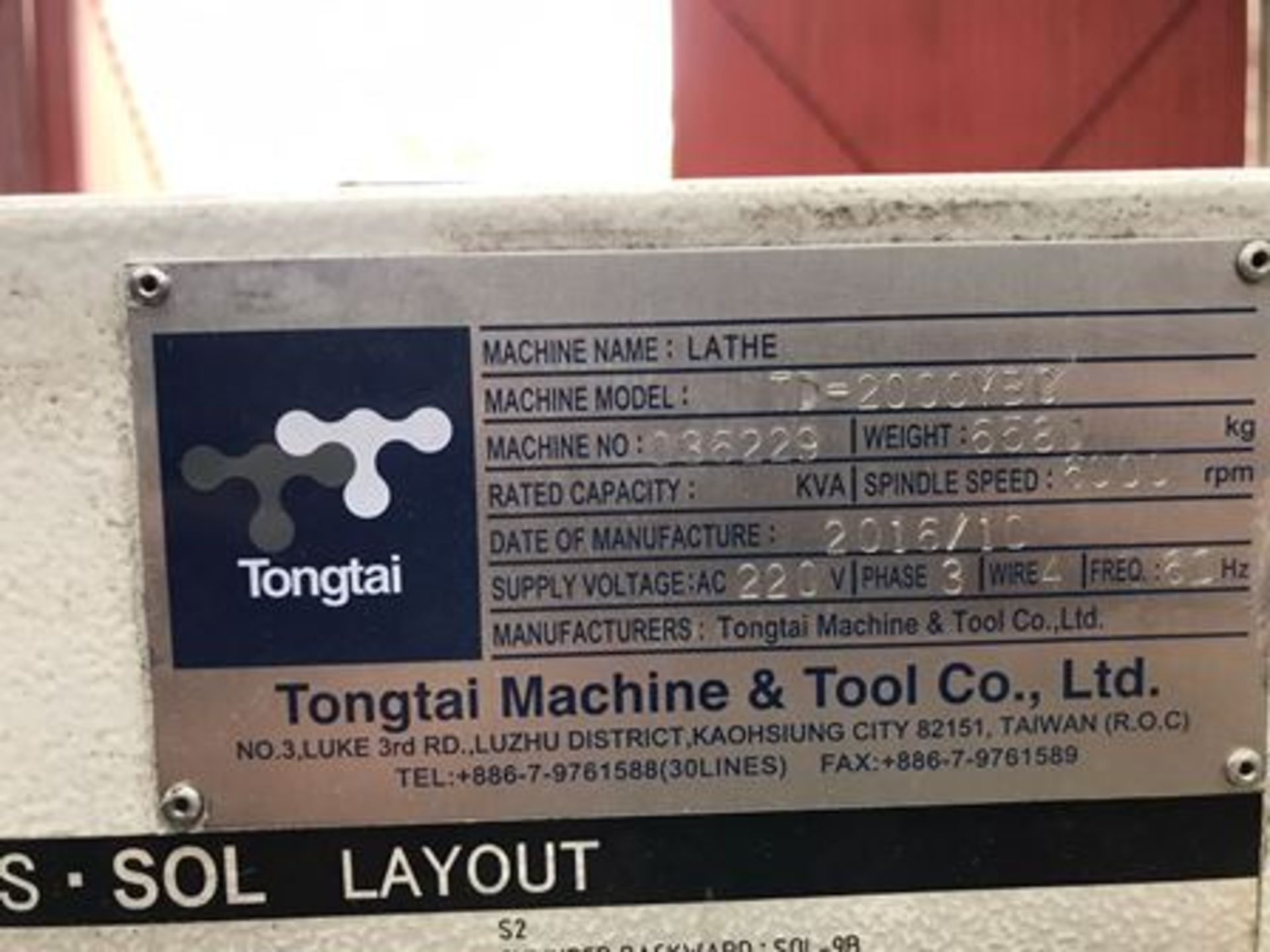 TongTai CNC lathe, Model TD-2000YBC, S/N 37898, with 16 tool holder turret, year 2016 - Image 21 of 50