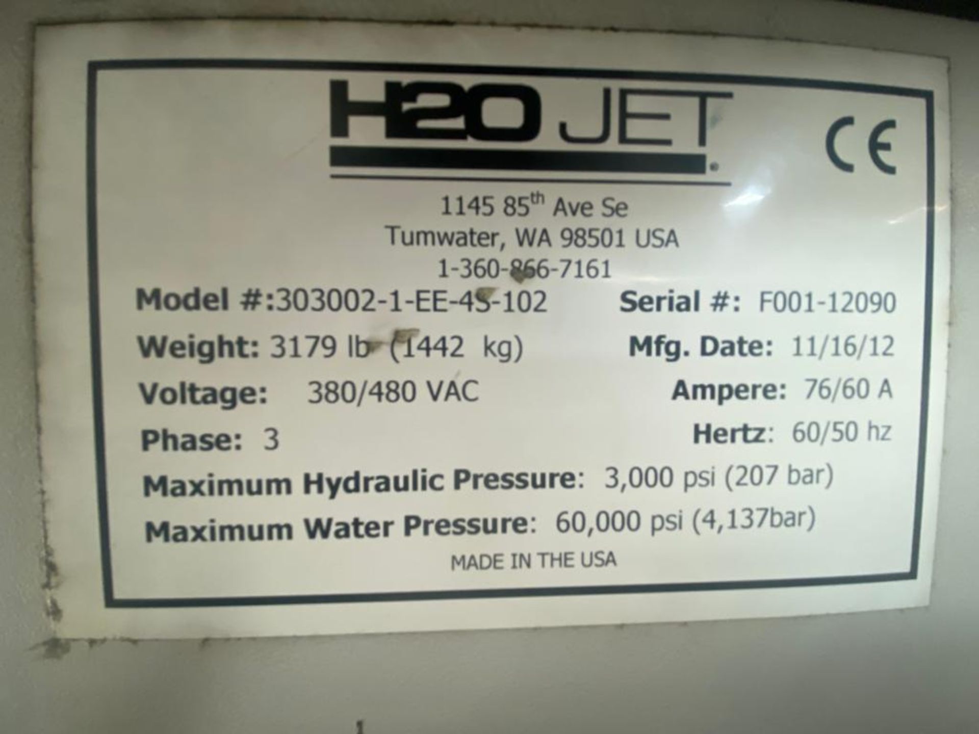 2012 H2O JET Waterjet Cutting Systems, Model 303002-1-EE-4S-102 - Image 47 of 48