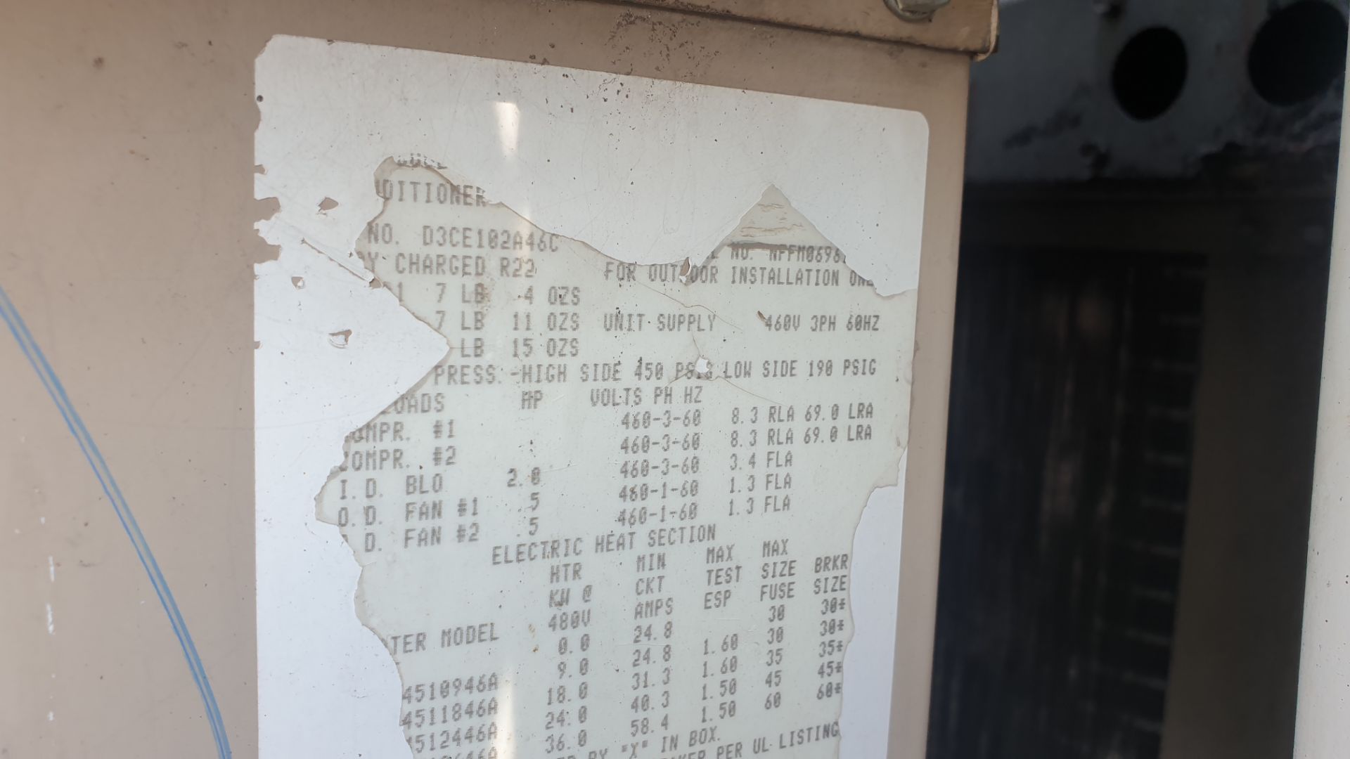 1 York Industrial Condensing unit, model D3CE090A46C n/s NFFM8698 - Image 6 of 6