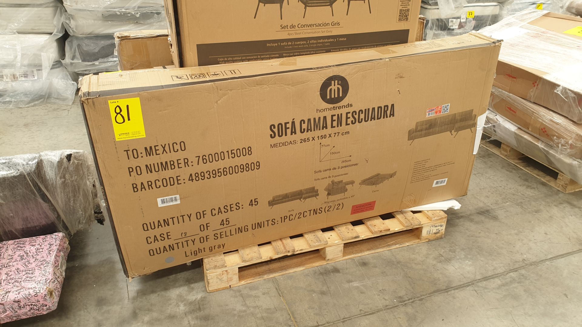 Lote de muebles 2 sofá Cama en escuadra de 2.65 x 1.50 x.77cm