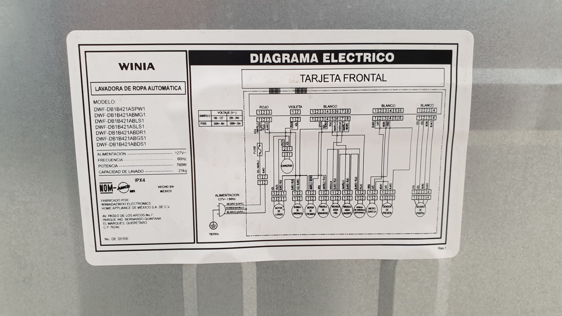 1 Lavadora marca Winia de 19 kilos color gris modelo DWF-DB1B421ABMG1 - Image 8 of 9