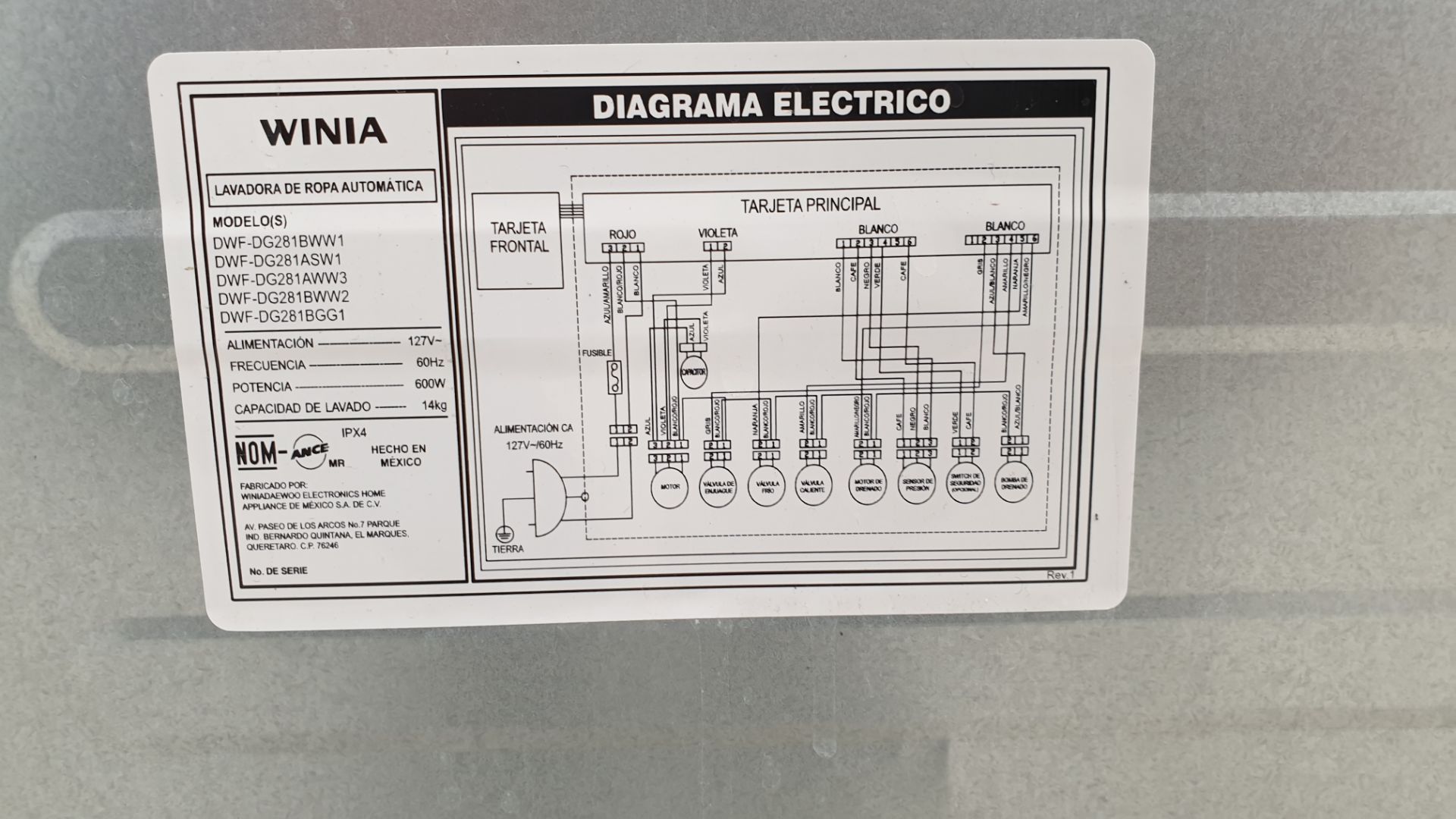 1 Lavadora marca Winia de 14 kilos color blanco modelo DWF-DG281BWW2 - Image 8 of 9