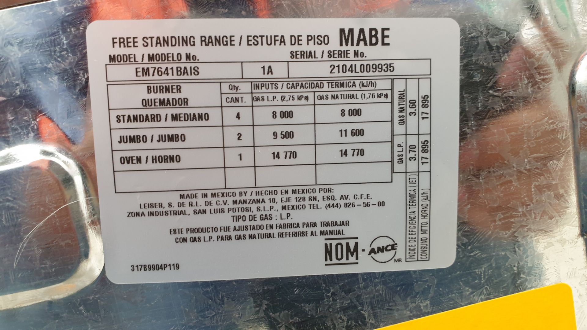 1 Estufa marca Mabe color gris de 6 quemadores modelo EM7641BAIS1A - Image 18 of 19