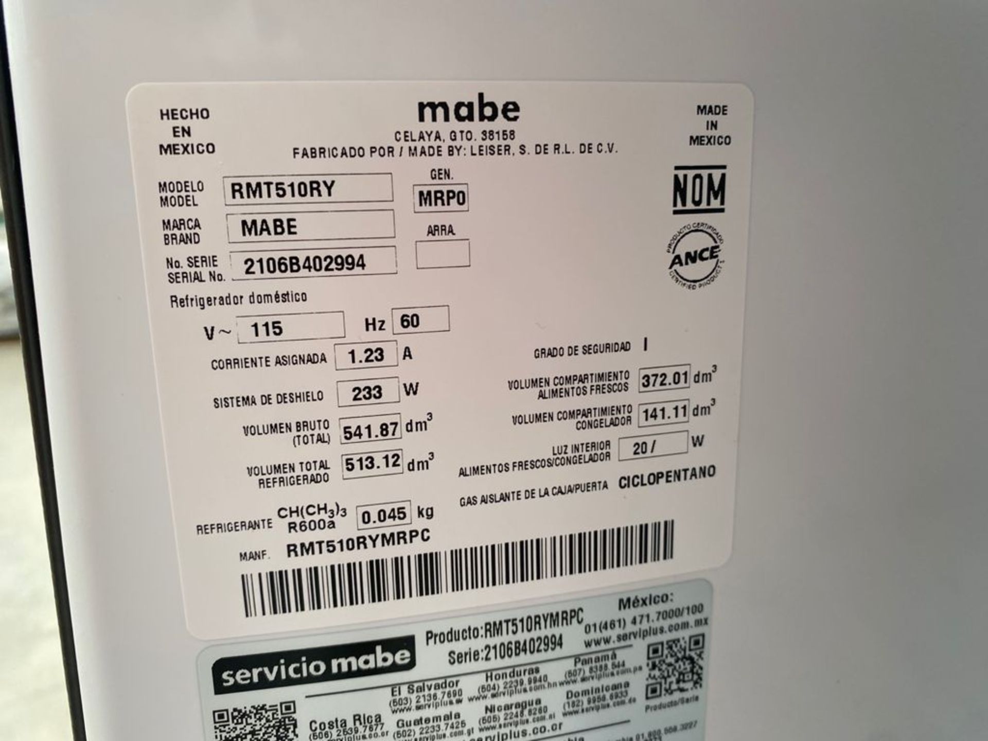 1 Refrigerador marca Mabe color negro con despachador de agua - Image 16 of 18