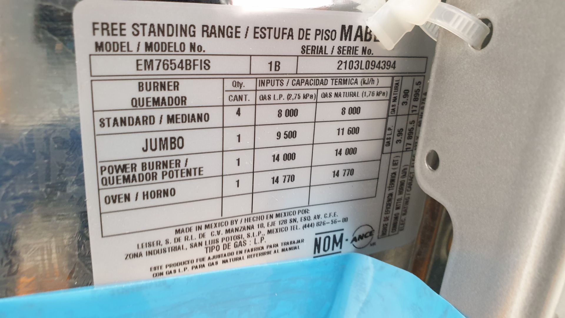 1 Estufa marca Mabe color gris de 6 quemadores modelo EM7654BFIS1B - Image 16 of 19