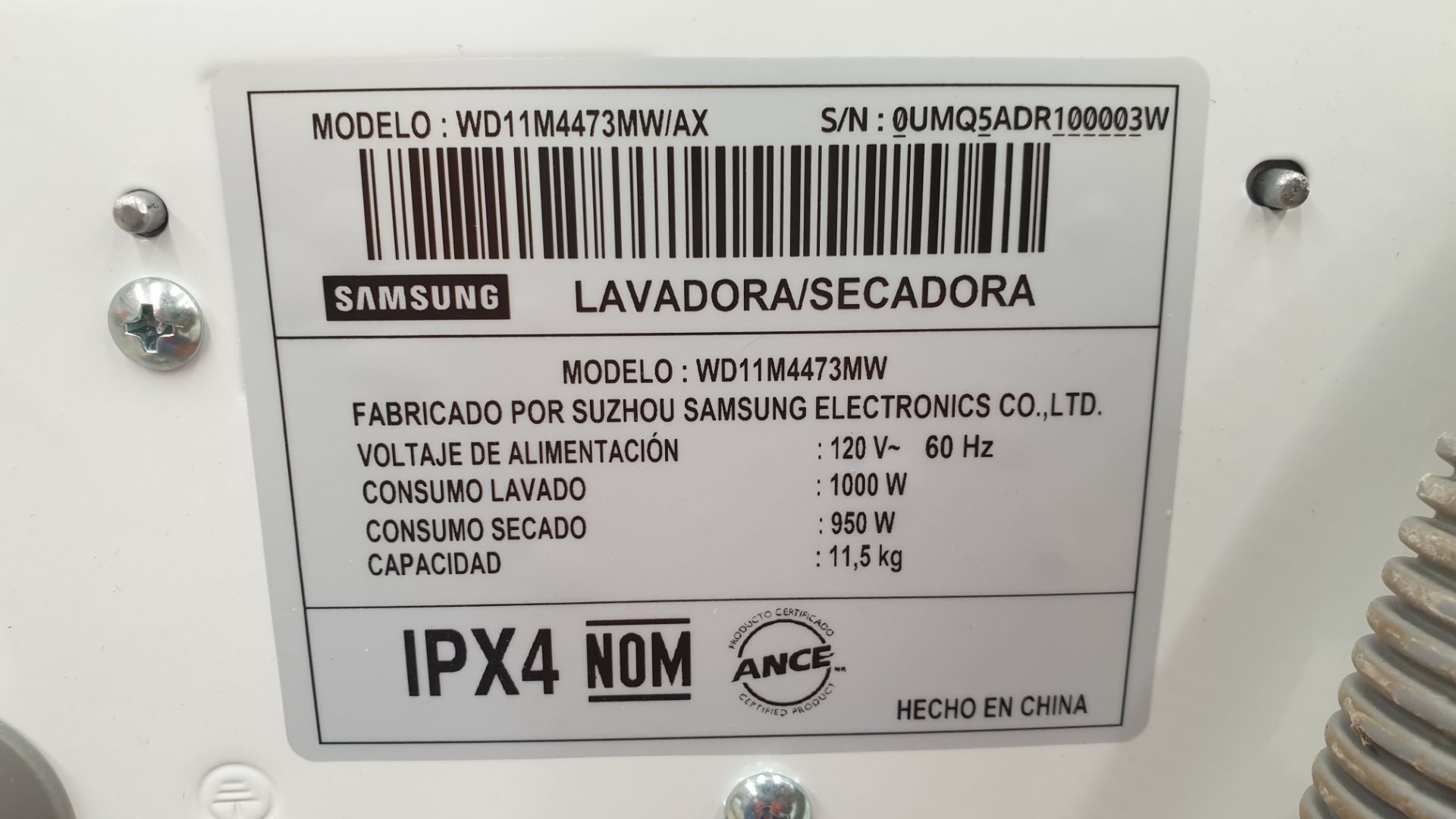 1 Lavadora 2 en 1 marca Samsung 11/7 kilos color blanco modelo WD11M4473MW/AX - Image 8 of 8