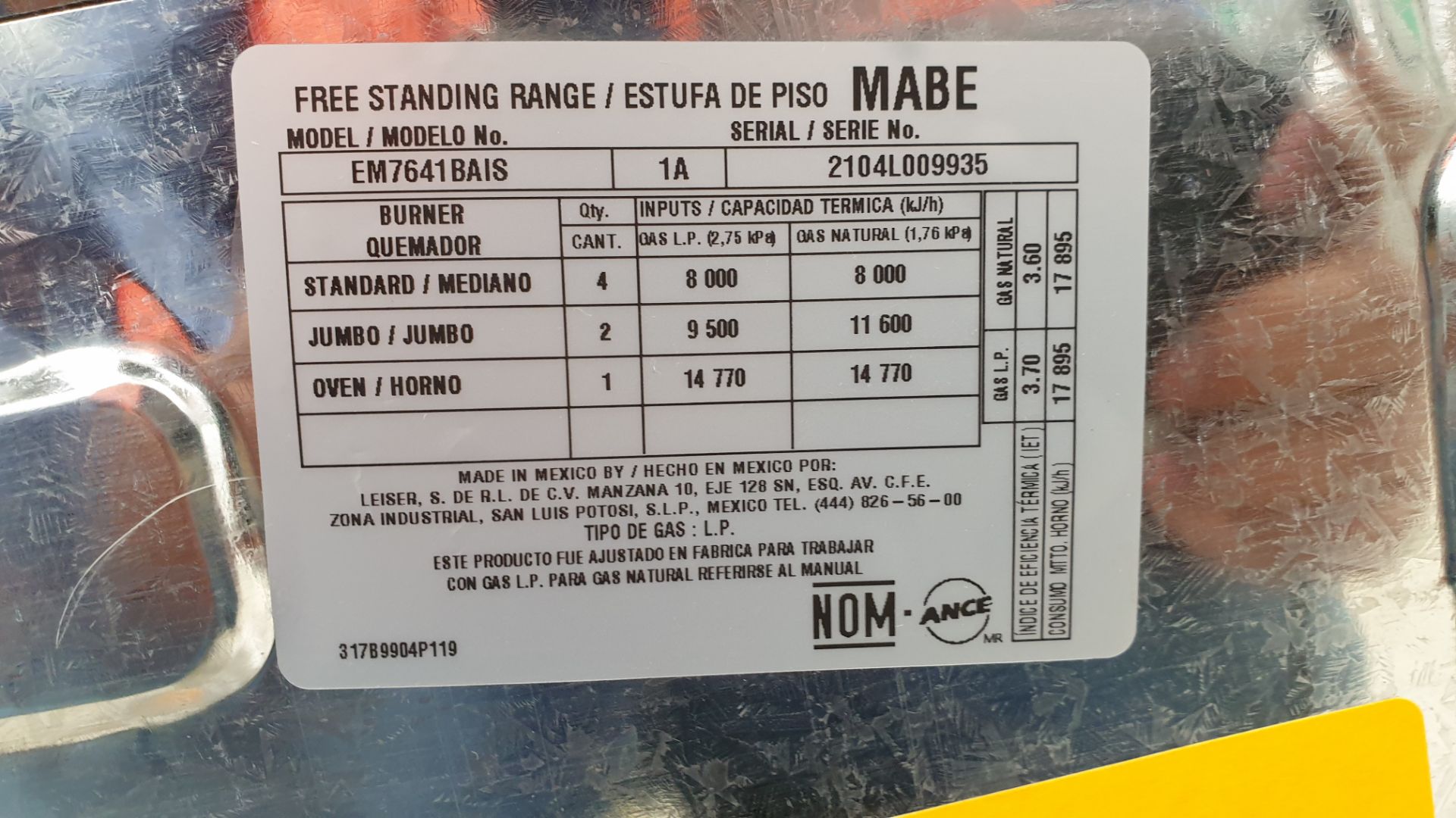 1 Estufa marca Mabe color gris de 6 quemadores modelo EM7641BAIS1A - Image 16 of 19