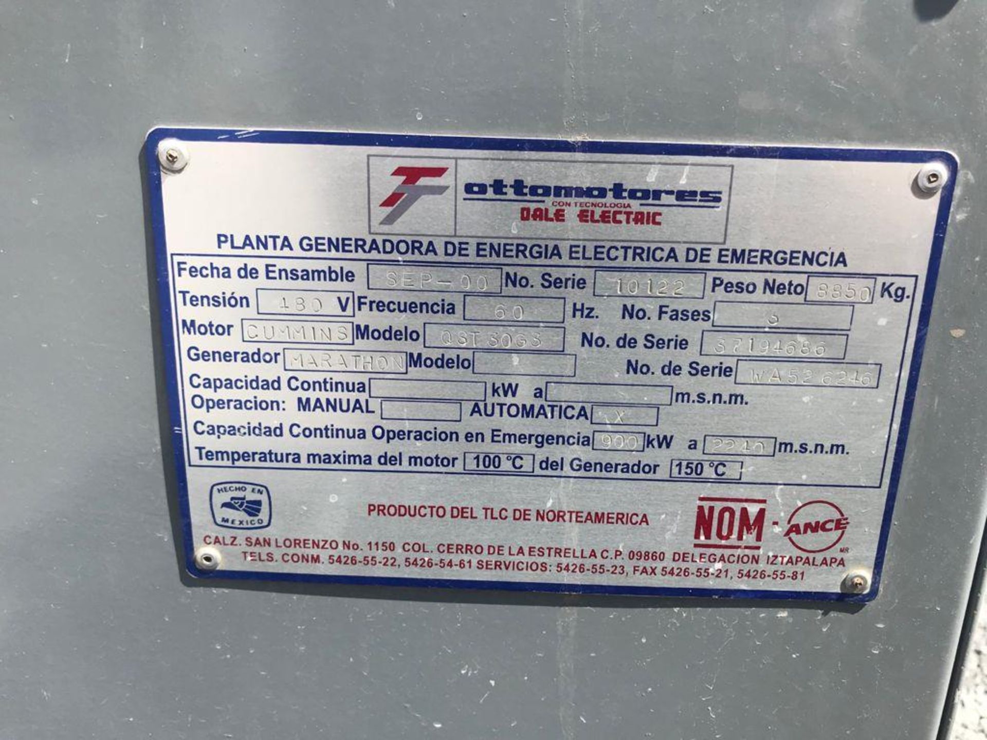 Planta de Emergencia marca Ottomotores,capacidad 967KW/1209KVA, 2020/440 VOLTS, 424 horas de uso - Image 27 of 38