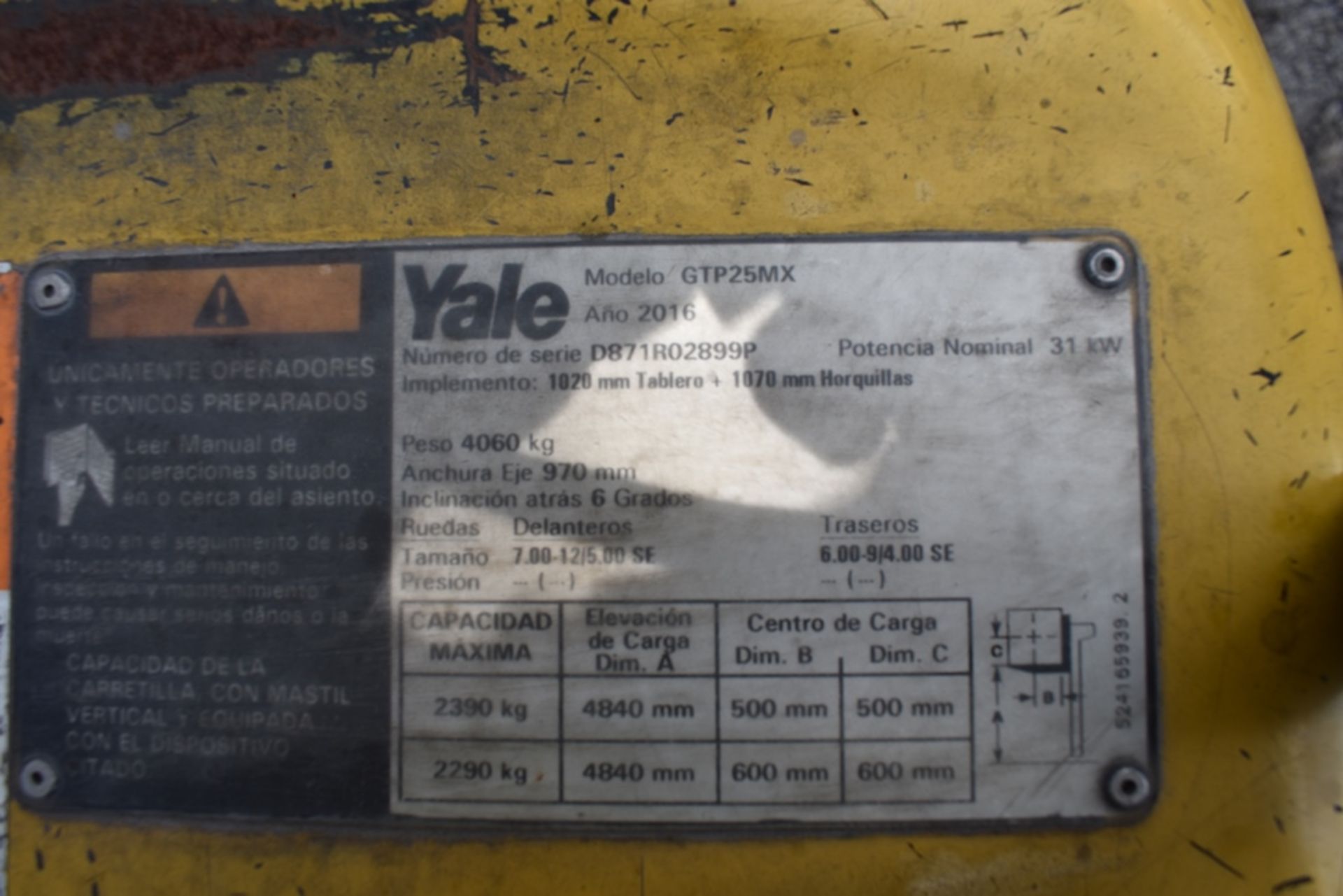 Yale Forklift, Model GTP25MX, S/N D871R02899P, 5000 lb capacity - Image 45 of 48