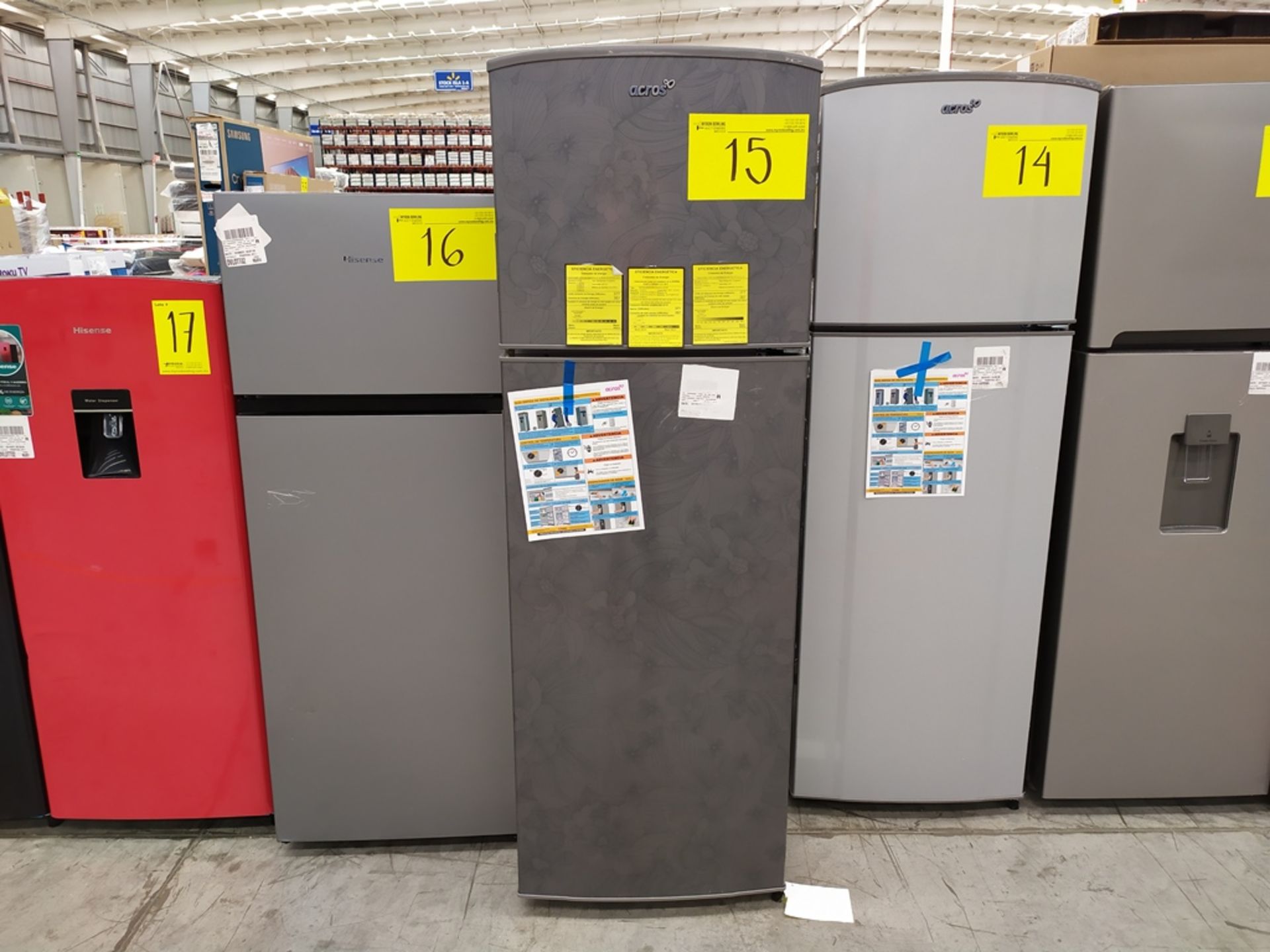 Refrigerador marca Acros, Modelo AT091FG, Serie 1792871, Color Gris, Golpeado, LB-750154563335