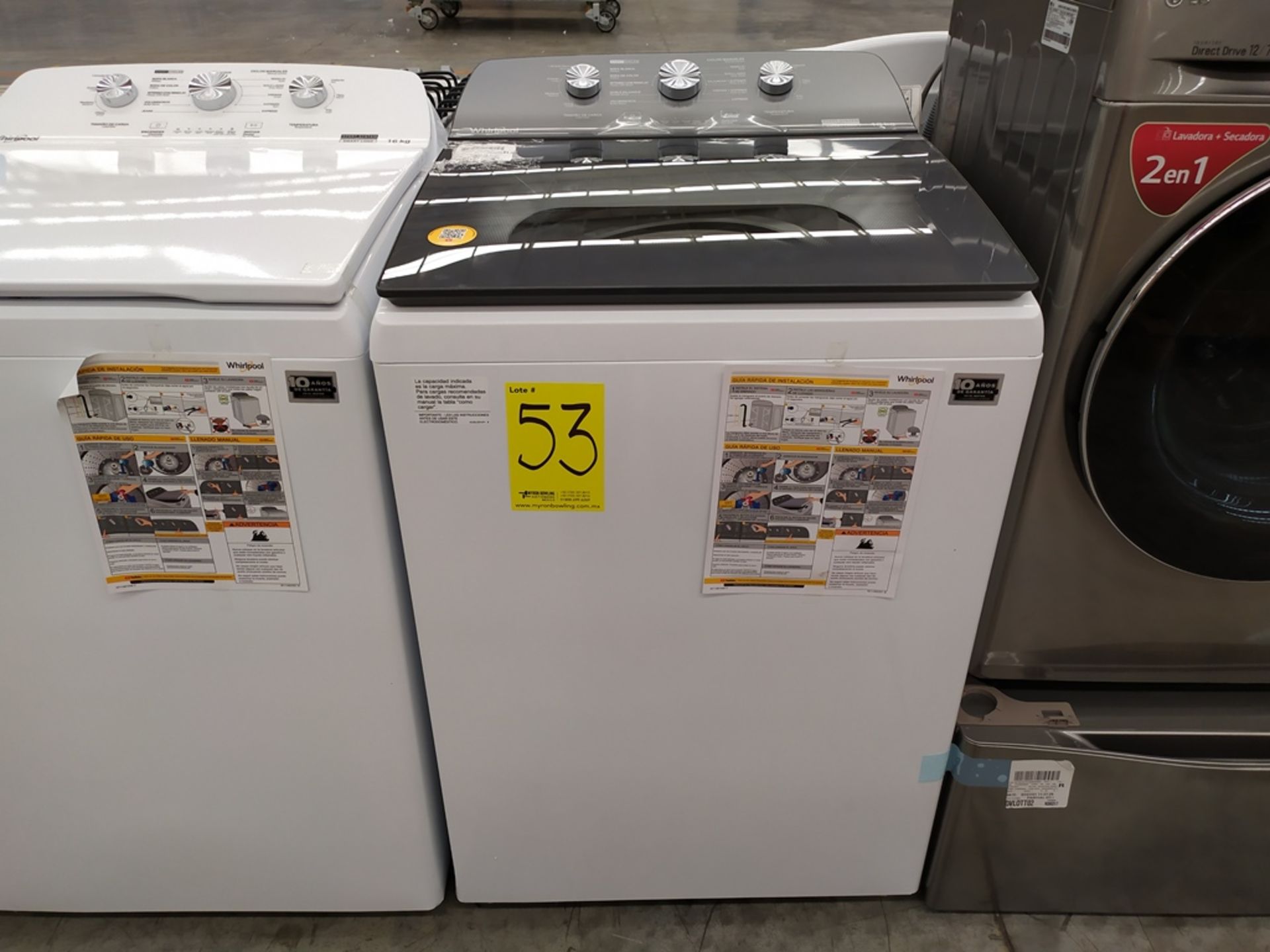 Lavadora 18 Kg, Marca Whirlpool, Modelo 8MWTW1823WJM0, Serie HLA2247087, Color Blanca (Golpeada) LB