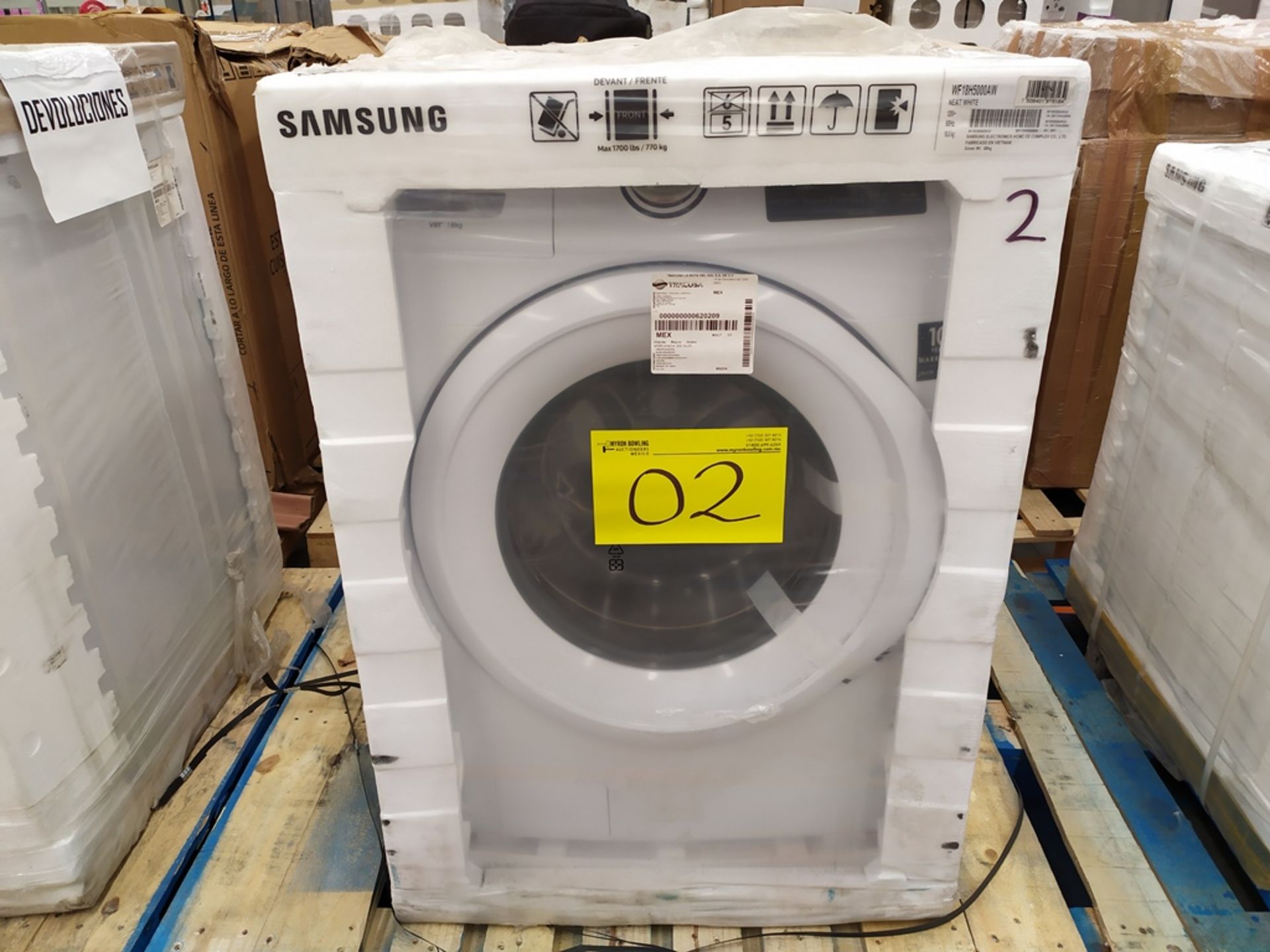 Lavadora Frontal De 18kg Marca Samsung Color Blanco Modelo WF18H5000AW No. De Serie 08KY5NAN200866