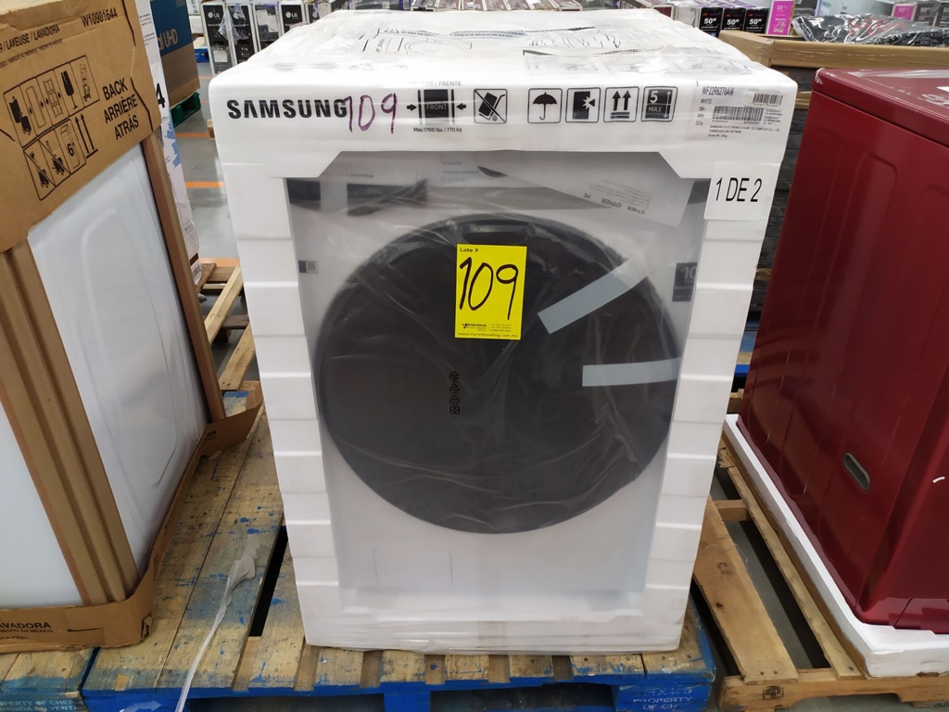 Lavadora De Carga Frontal Marca Samsung Color Blanco Modelo WF22R6270AW No De Serie 09DT5NAR100389 - Image 2 of 12