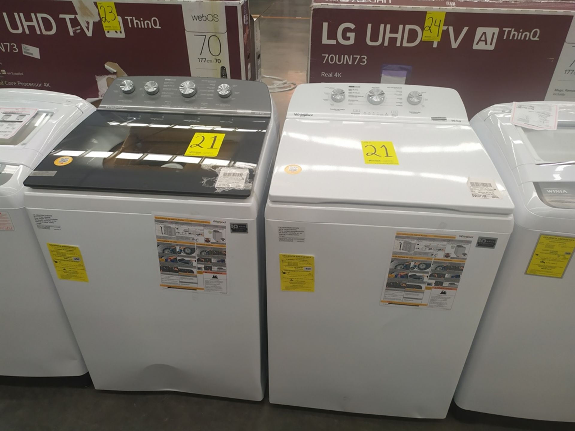 Lote de 2 piezas: Lavadora Marca Whirlpool de 22 Kg, Modelo 8MWTW2224wjm0, Serie HLA2945927, Color