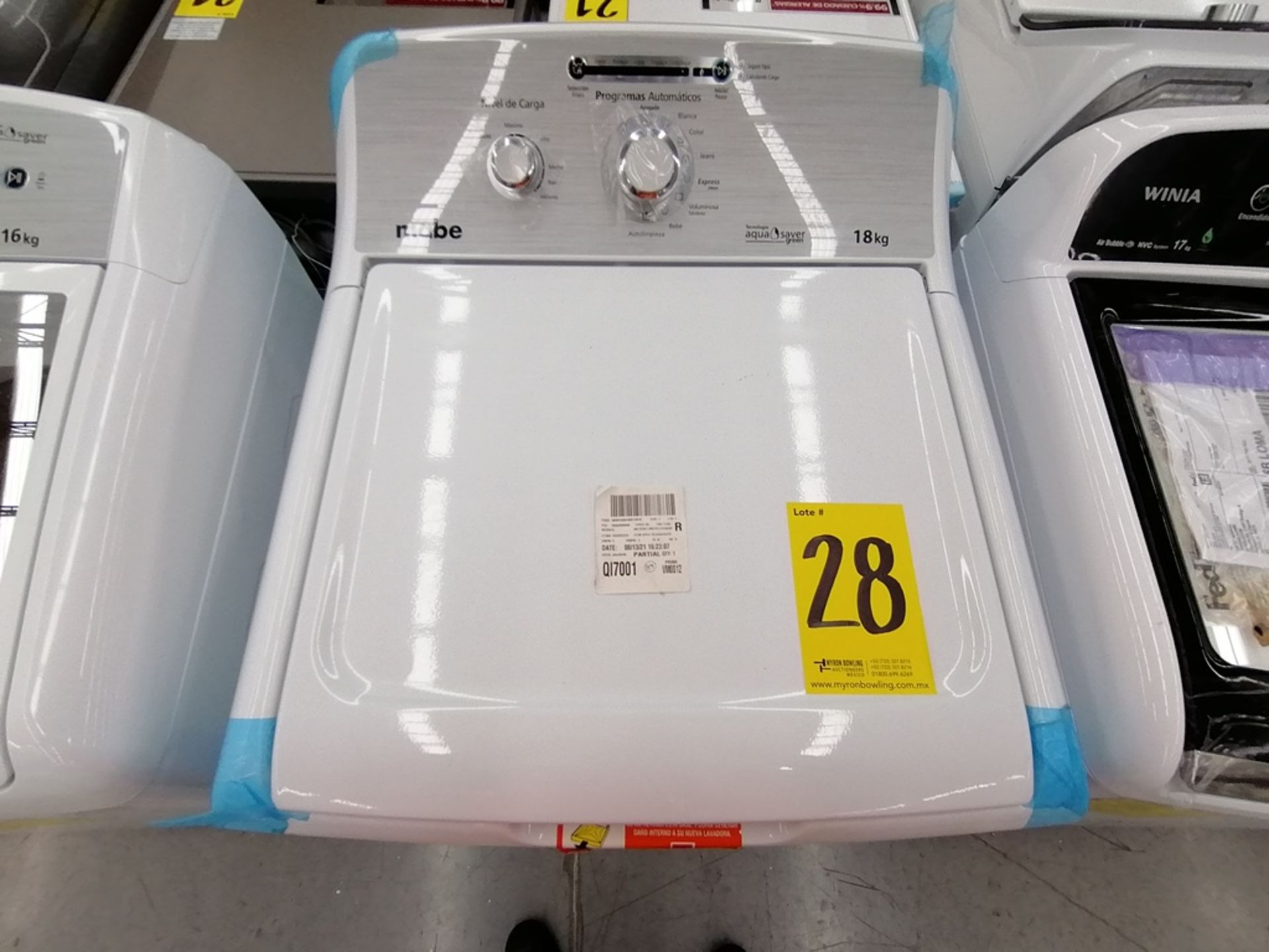 Lote de 3 lavadoras contiene: 1 Lavadora de 16KG, Marca Mabe, Modelo LMA46102VBAB02, Serie 2108S802 - Image 22 of 29