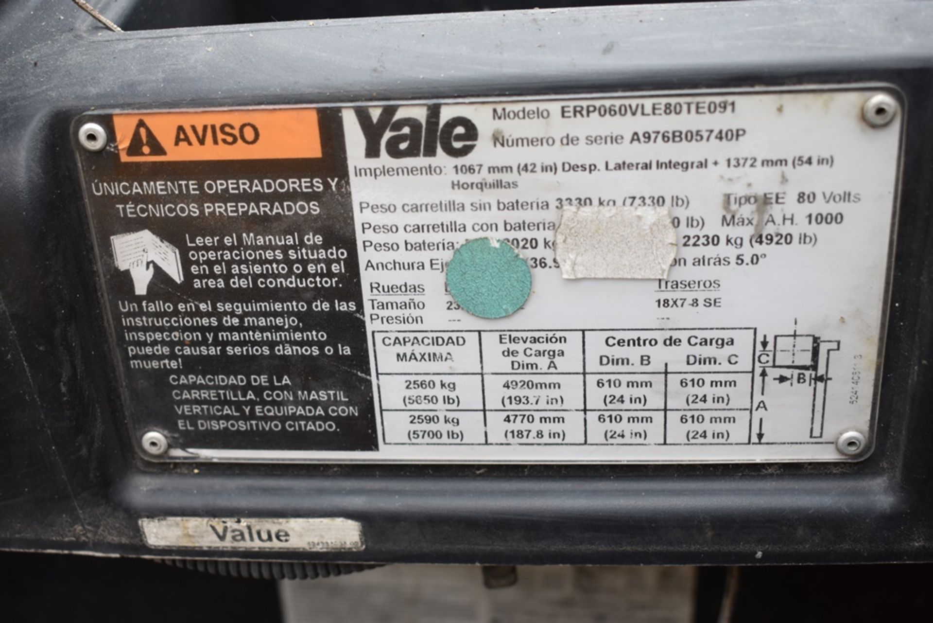 Yale electric Forklift, model ERP060VLE80TE091, 5700 lb capacity - Image 49 of 50