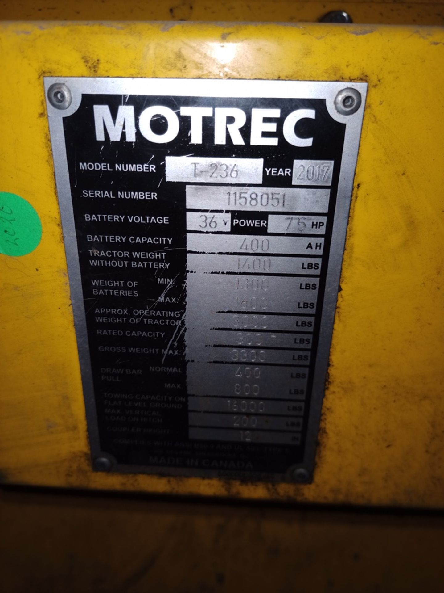 Motrec electric Tow tractor, Model MT-236, S/N 1158051, Year 2017 - Image 21 of 24