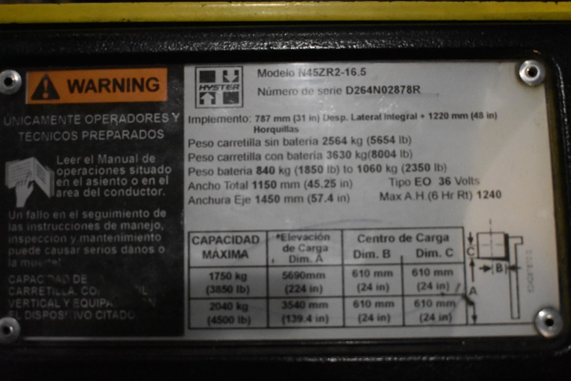 Hyster electric Forklift, model N45ZR2-16.5, 500 lb capacity - Image 39 of 40