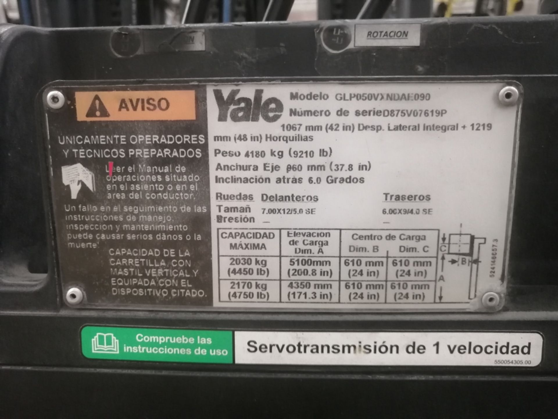 2016 Yale Forklift, model GLP050VXNDAE090, 4,750 lb capacity - Image 22 of 45