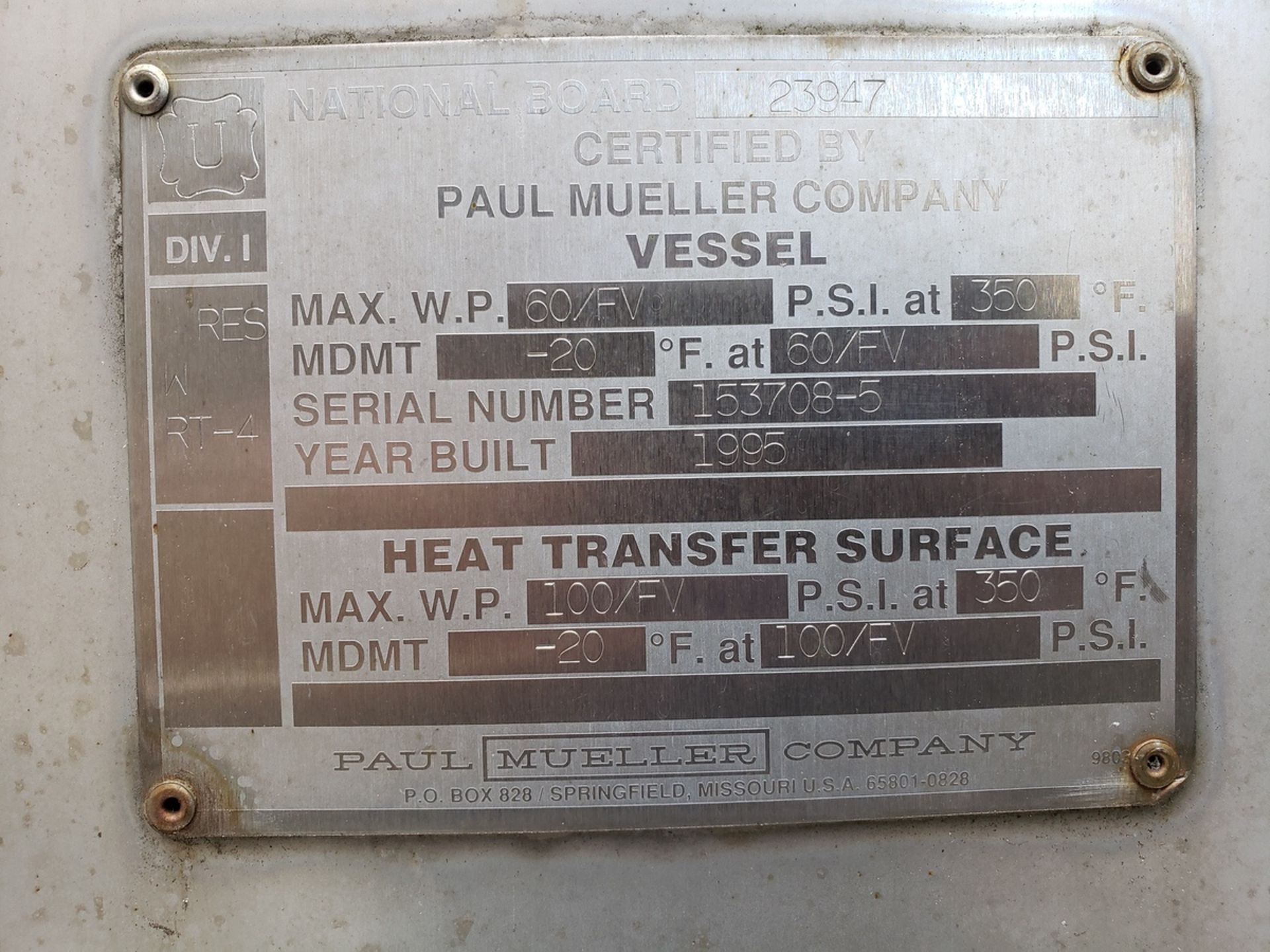 Mueller 15,000 Gallon All Stainless Steel Aseptic Jacket Vacuum Rated Vertical Tank| Rig Fee: $13000 - Image 3 of 6