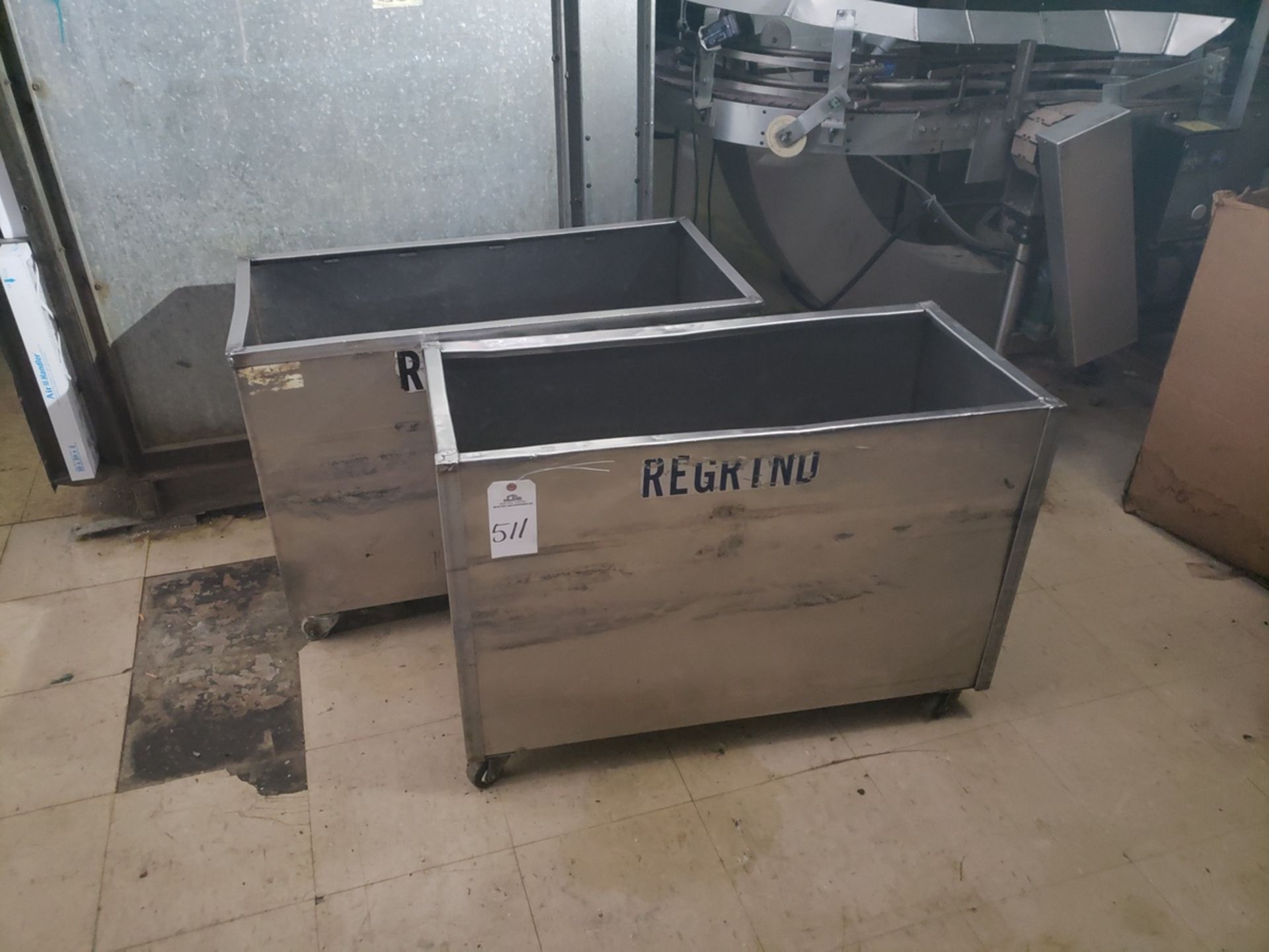 Lot of (2) Stainless Steel Product Bins | Rig Fee: $100