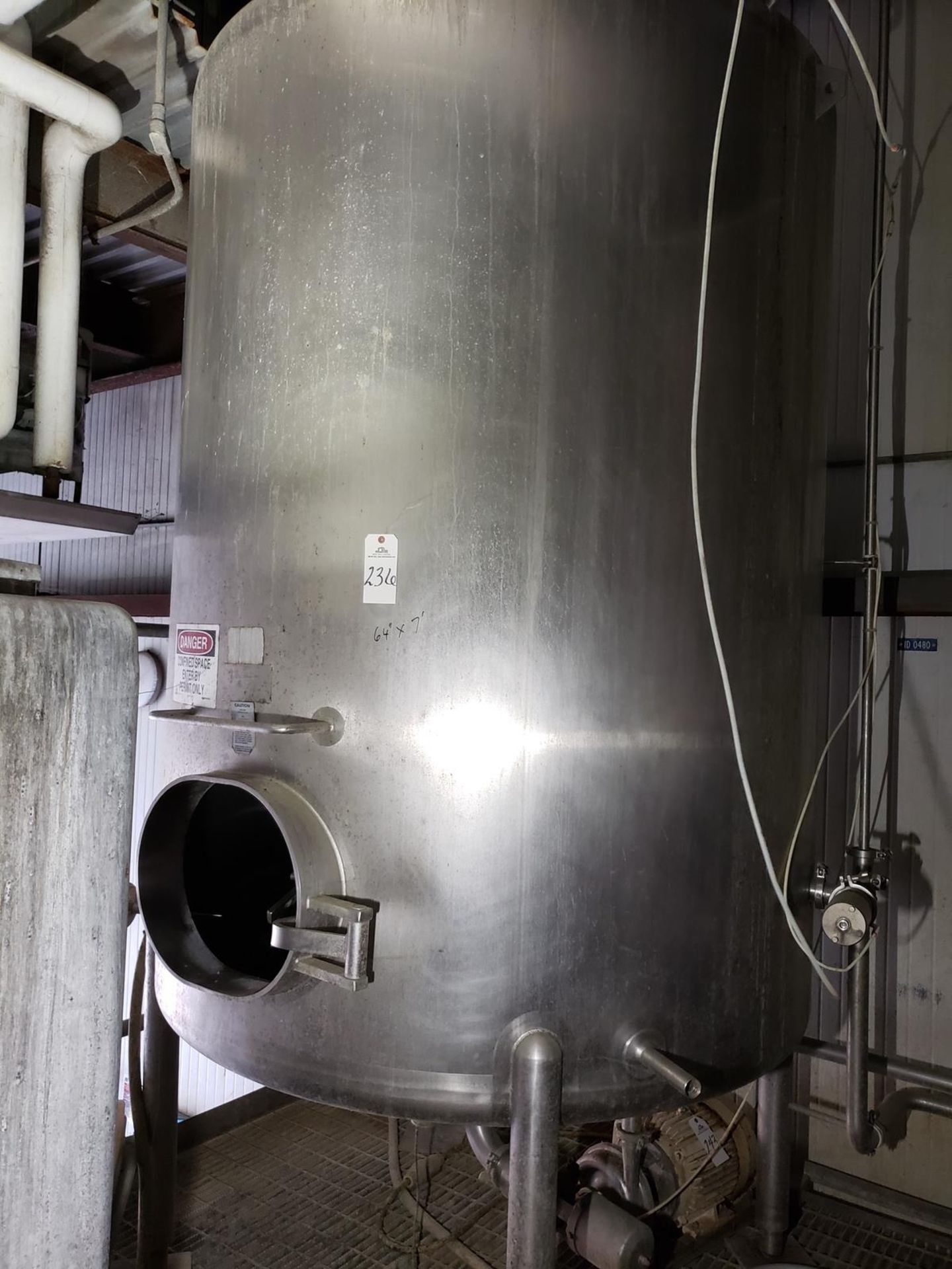 Cherry Burrell 1,000 Gallon Stainless Steel Mix Tank, (64" X 7' Inside), S/N E-3 | Rig Fee: $1200