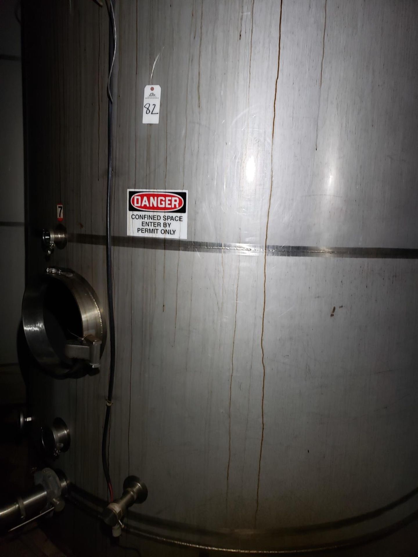 Stainless Steel 8,500 Gallon Vertical Storage Tank, Top Drive Vertical Agitator, | Rig Fee: $8500