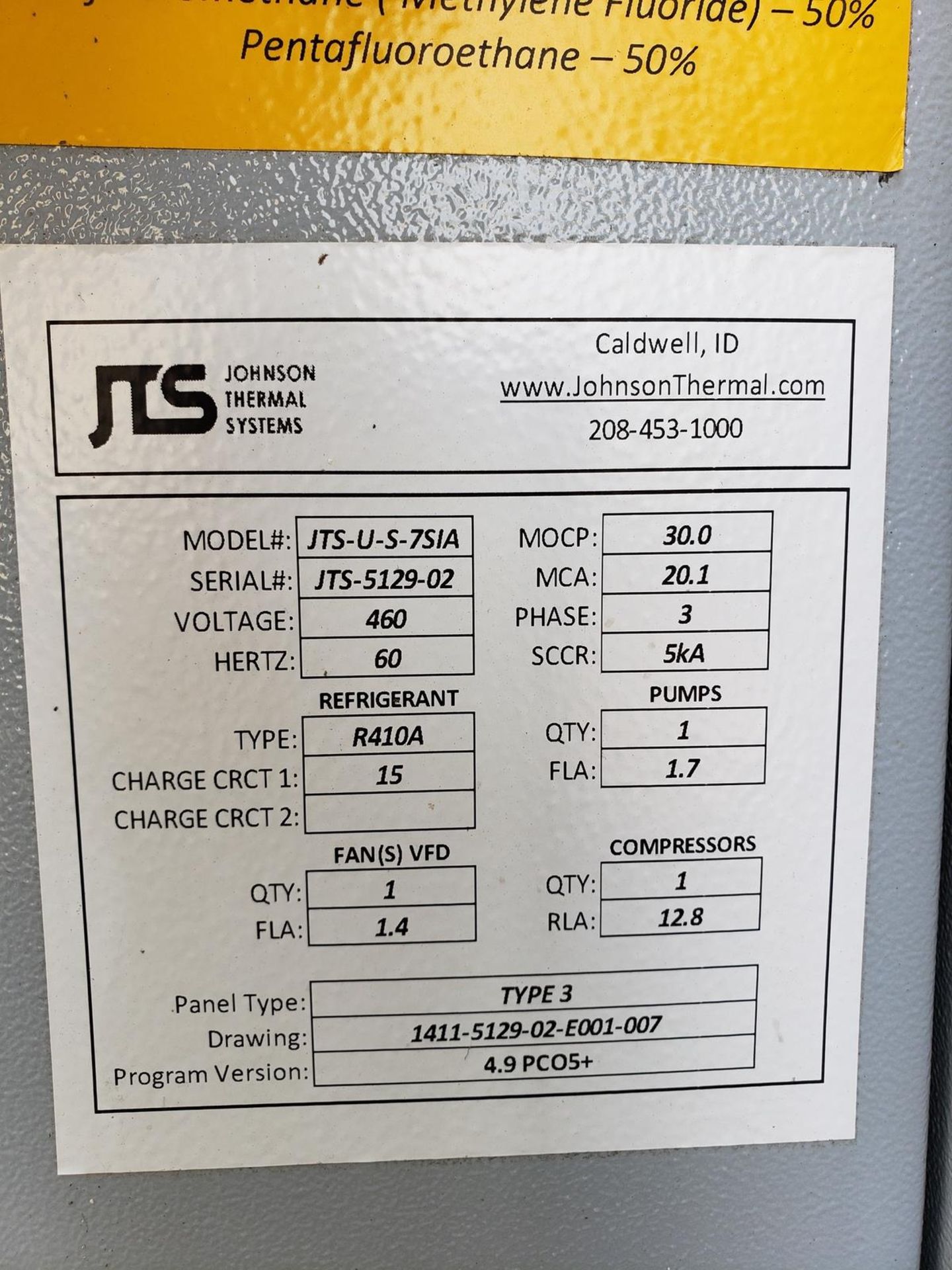 Johnson Thermal Chiller, M# JTS-U-S-7SIA, S/N JTS-5129-02 | Rig Fee: $350 - Image 2 of 2