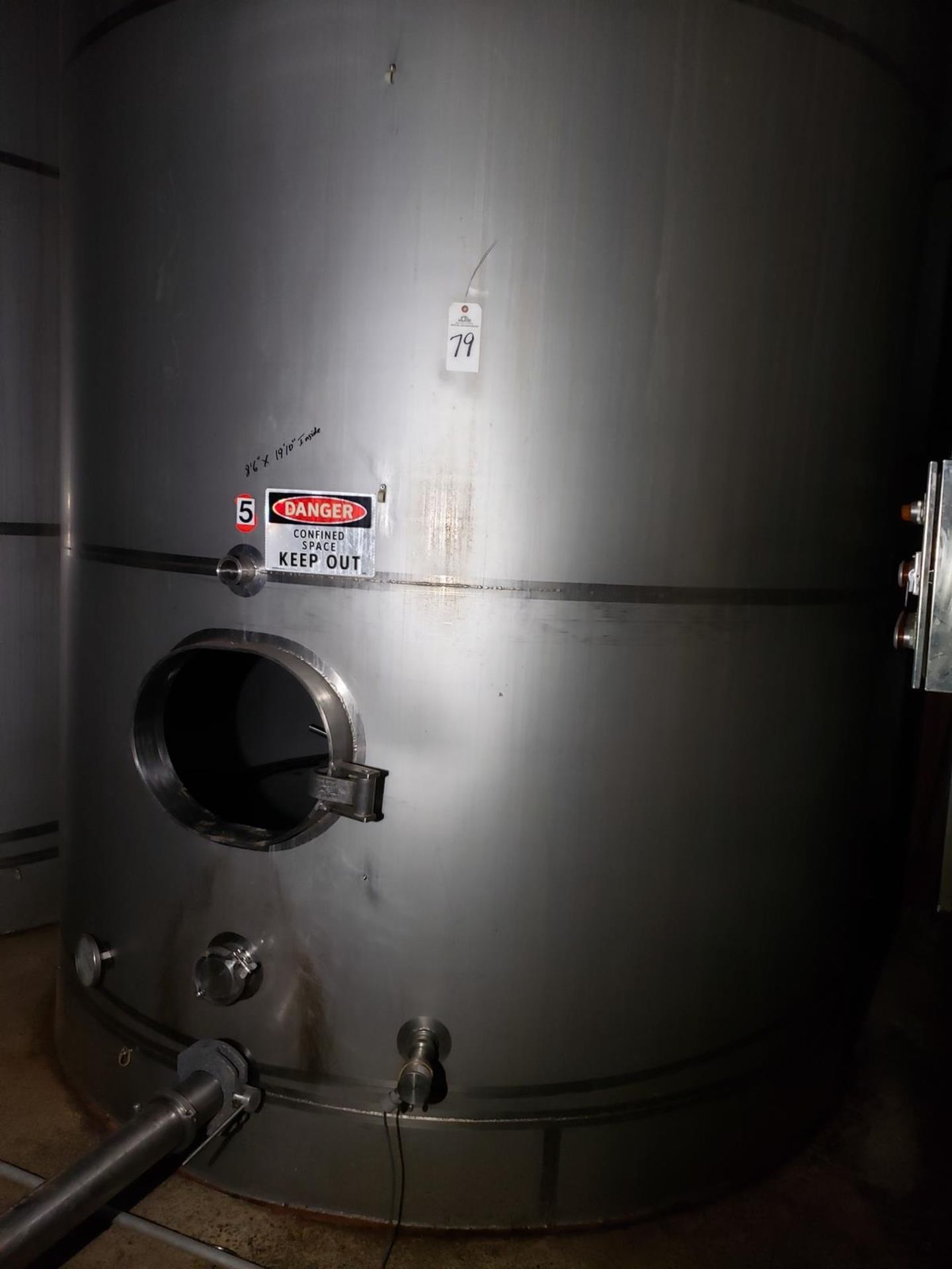 Stainless Steel 8,500 Gallon Vertical Storage Tank, Top Drive Vertical Agitator, | Rig Fee: $8500