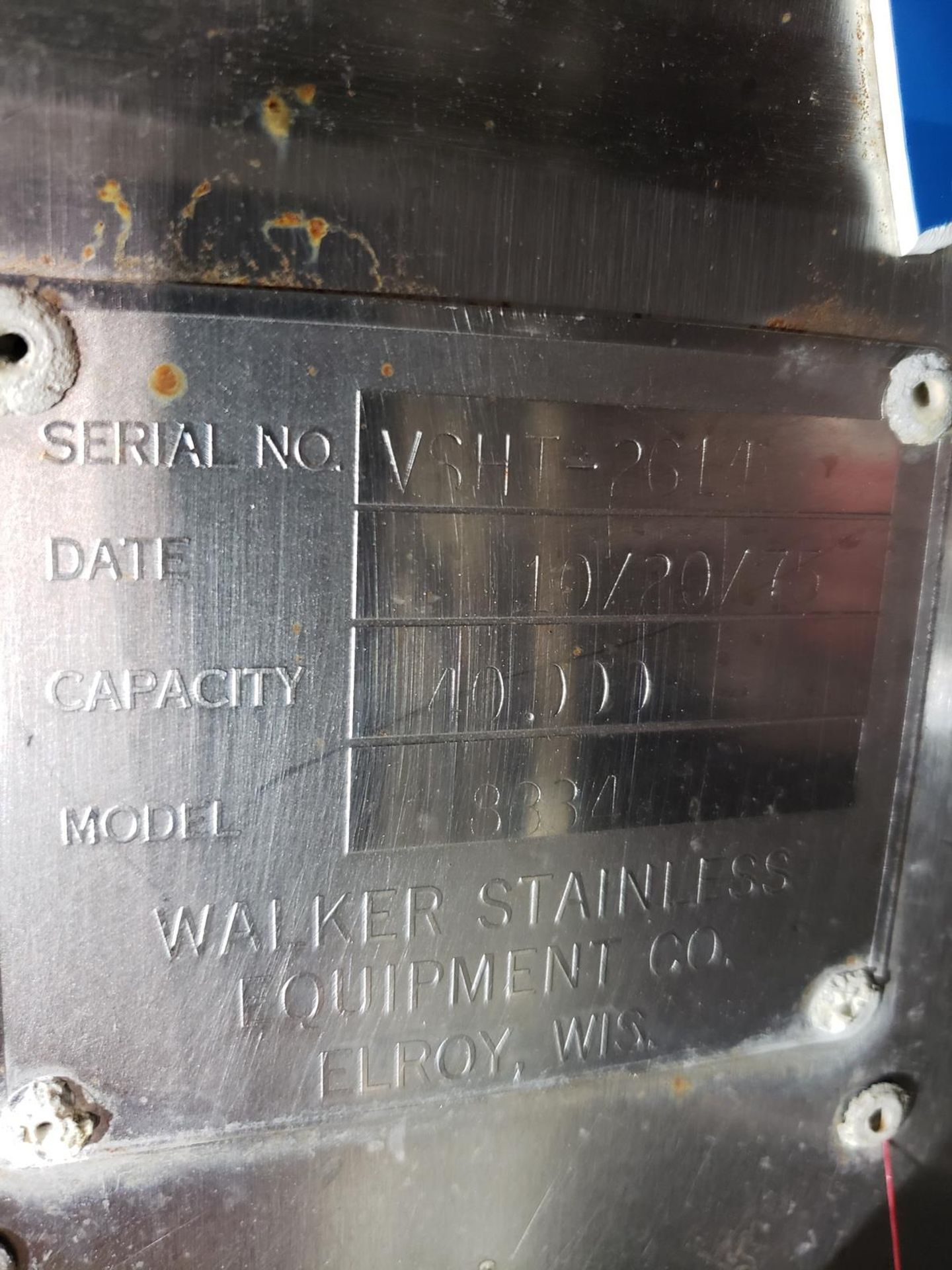 Walker 42,000 Gallon Stainless Steel Silo, Bottom Horizontal Agitator, M# 8334, | Rig Fee: $12000 - Image 2 of 8