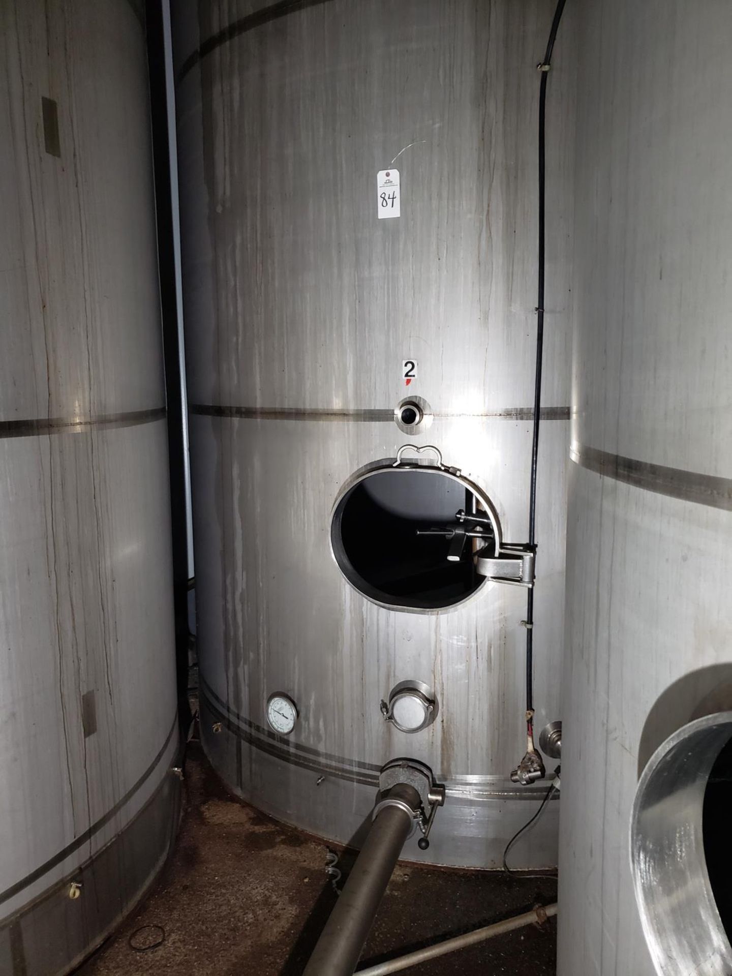 Stainless Steel 8,500 Gallon Vertical Storage Tank, Top Drive Vertical Agitator, | Rig Fee: $8500