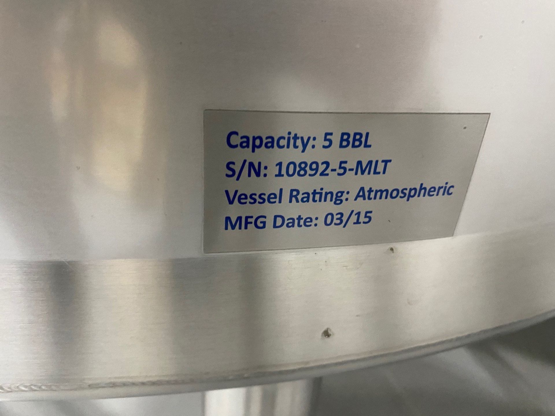 2015 Quality Tank 2-Vessel 3.5 BBL Pilot / Taproom Brewhouse, 5 B - Subj to Bulks | Rig Fee: $1000 - Image 14 of 15