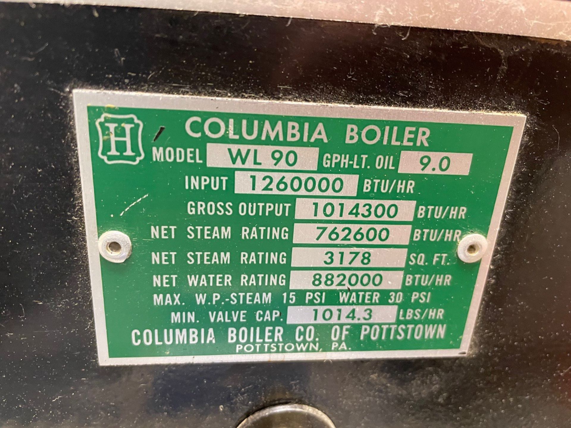 2015 Columbia WL90 Boiler, 1.26mmBTU/HR Input, Power Flame Burner - Subj to Bulks | Rig Fee: $1500 - Image 5 of 7