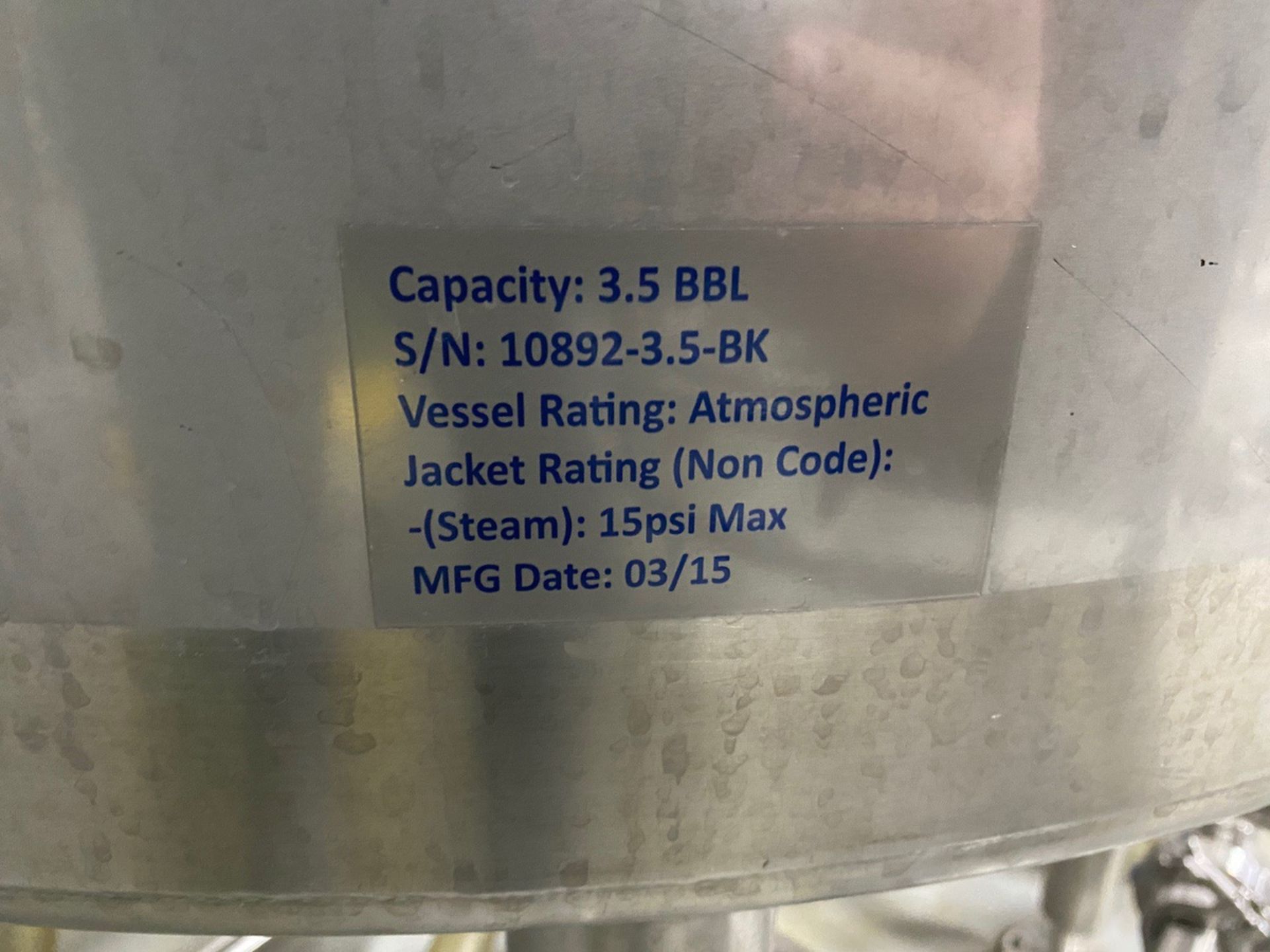 2015 Quality Tank 2-Vessel 3.5 BBL Pilot / Taproom Brewhouse, 5 B - Subj to Bulks | Rig Fee: $1000 - Image 15 of 15