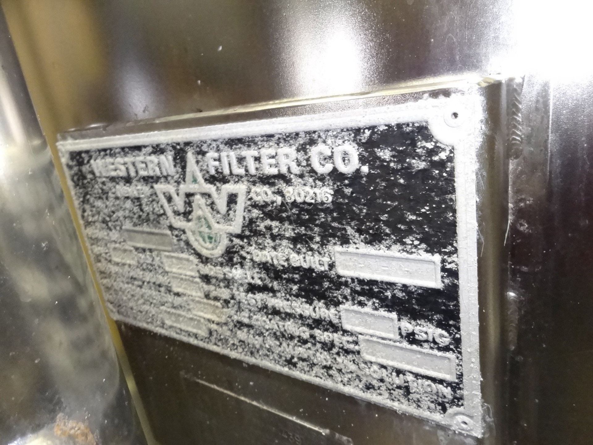 Western Filter Model 86x60 250 GPM Stainless Steel Carbon Tower, S/N: 30060, Ad | Reqd Rig Fee $750 - Image 4 of 4