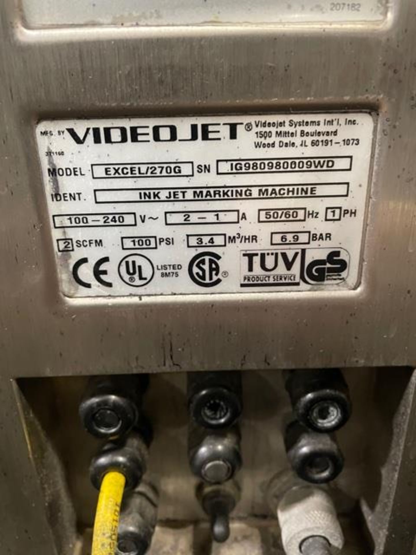 VideoJet 270G 2-Head Inkjet Coder, S/N: 1G980980009WD | Reqd Rig Fee $100 - Image 2 of 3